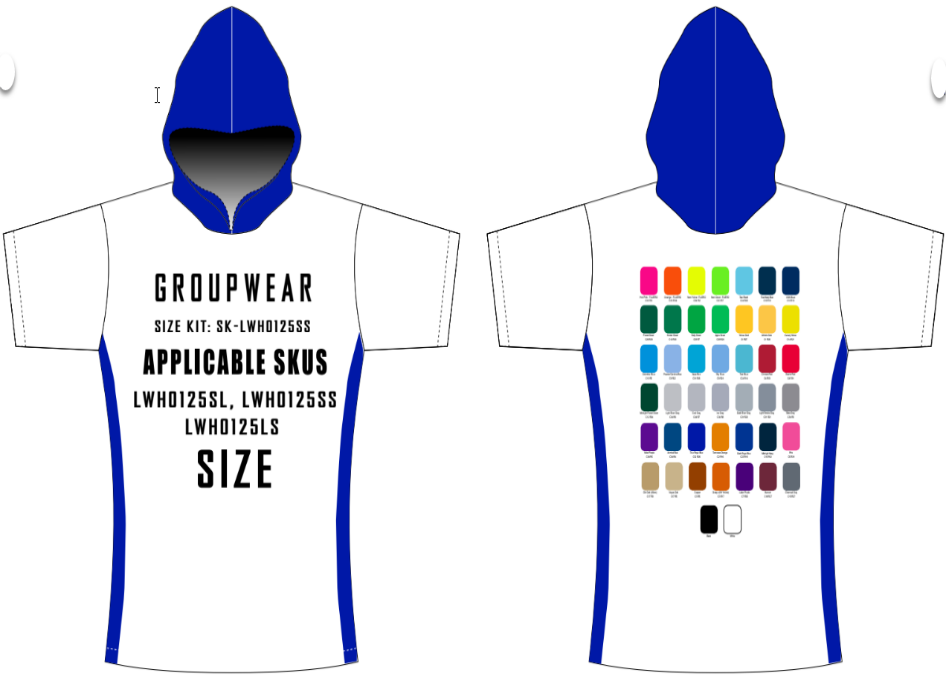 Lightweight Hoodie Size Samples