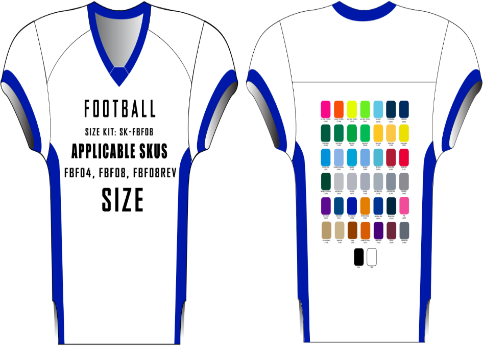 GARTER SLEEVE Flag Football Jersey Size Samples