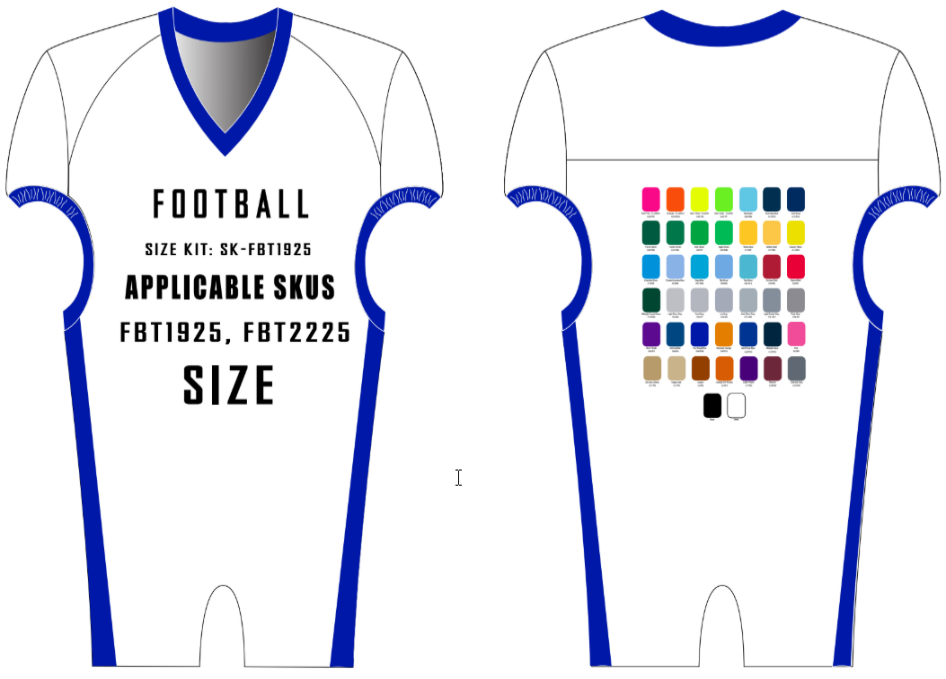 Scramble / Pick Six Football Jersey Size Samples (Form Fit)