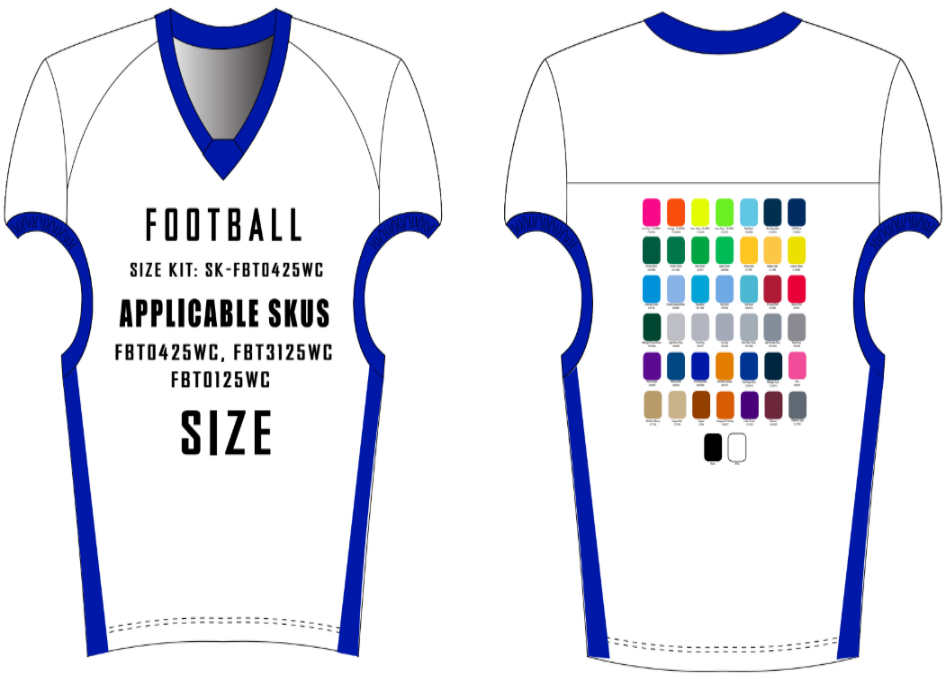 Redzone / Gameday / Wideout Football Jersey Size Samples