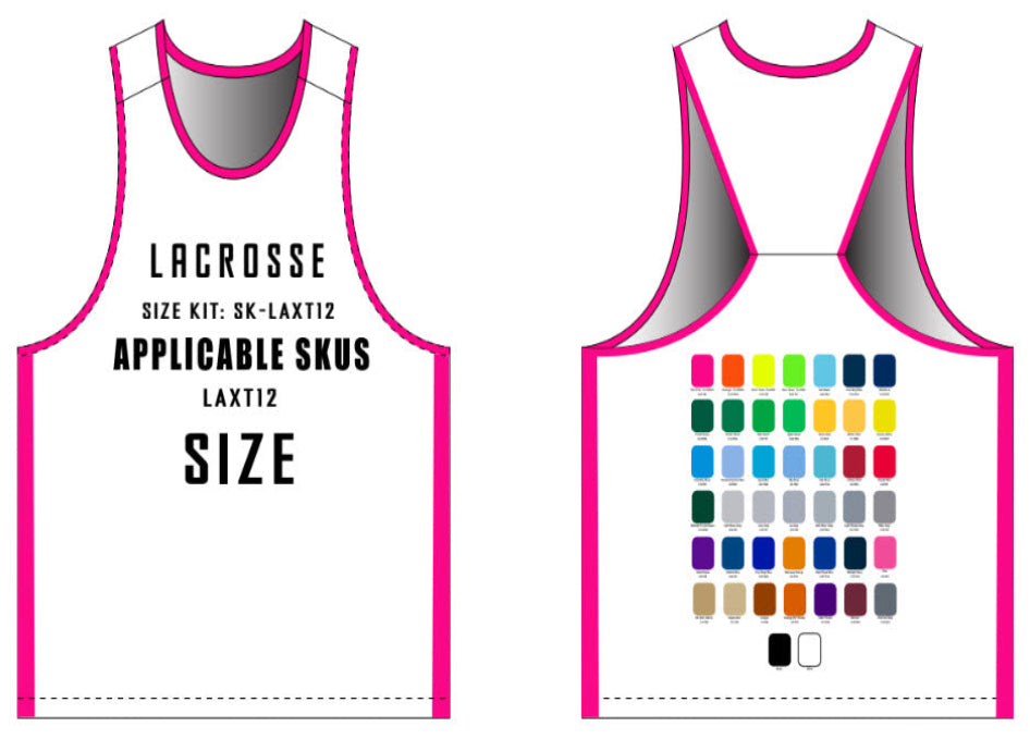Deep Racerback Lacrosse Pinnie Size Samples