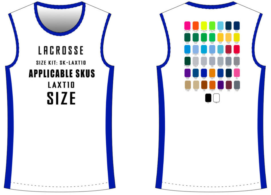 Sleeveless Lacrosse Jersey Size Samples