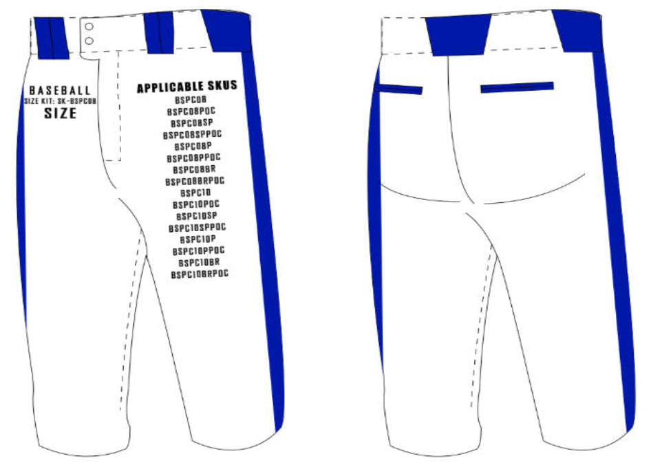 Tapered Knicker Baseball Pants Size Samples
