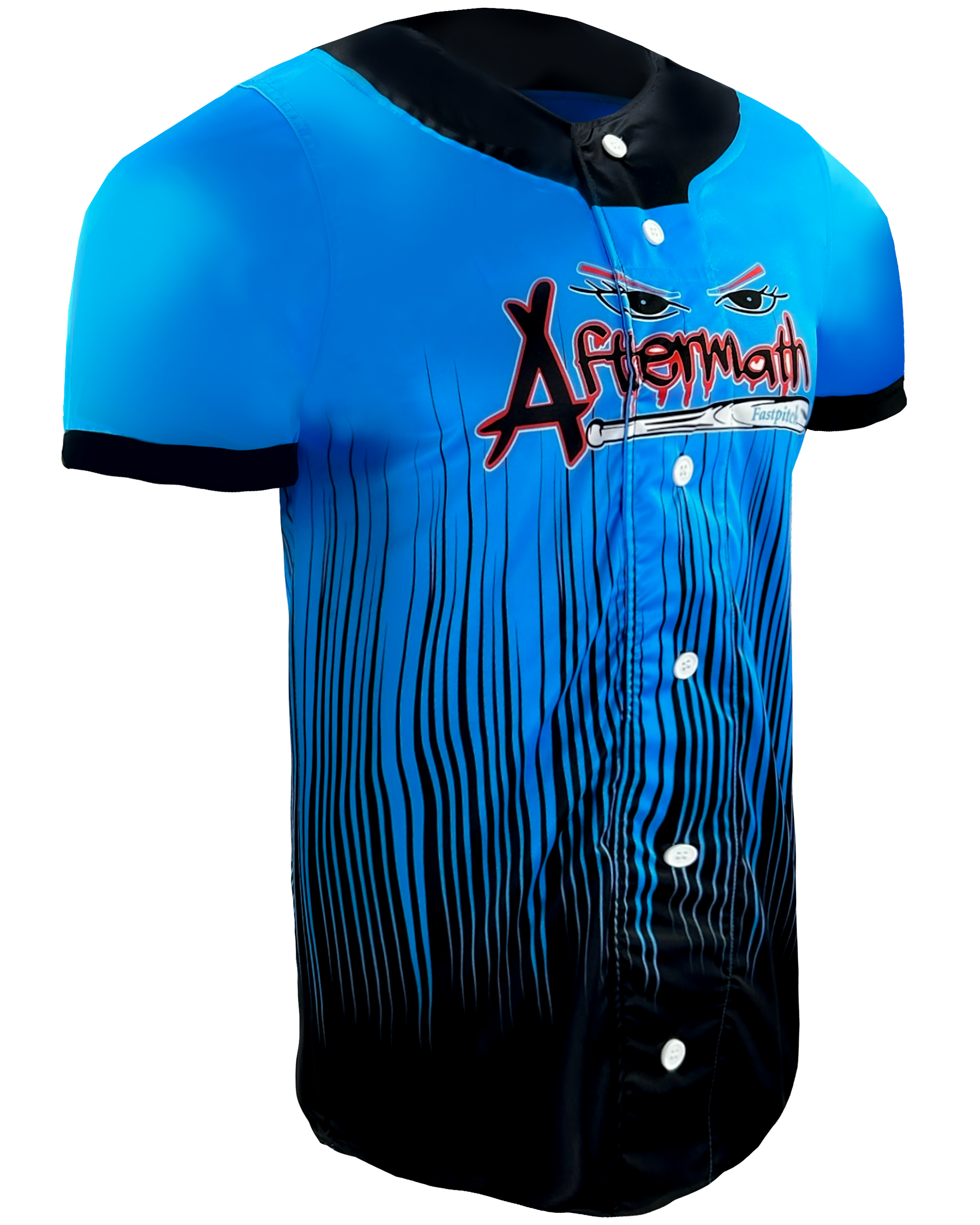 Short Sleeve Faux Full Button Baseball Jersey