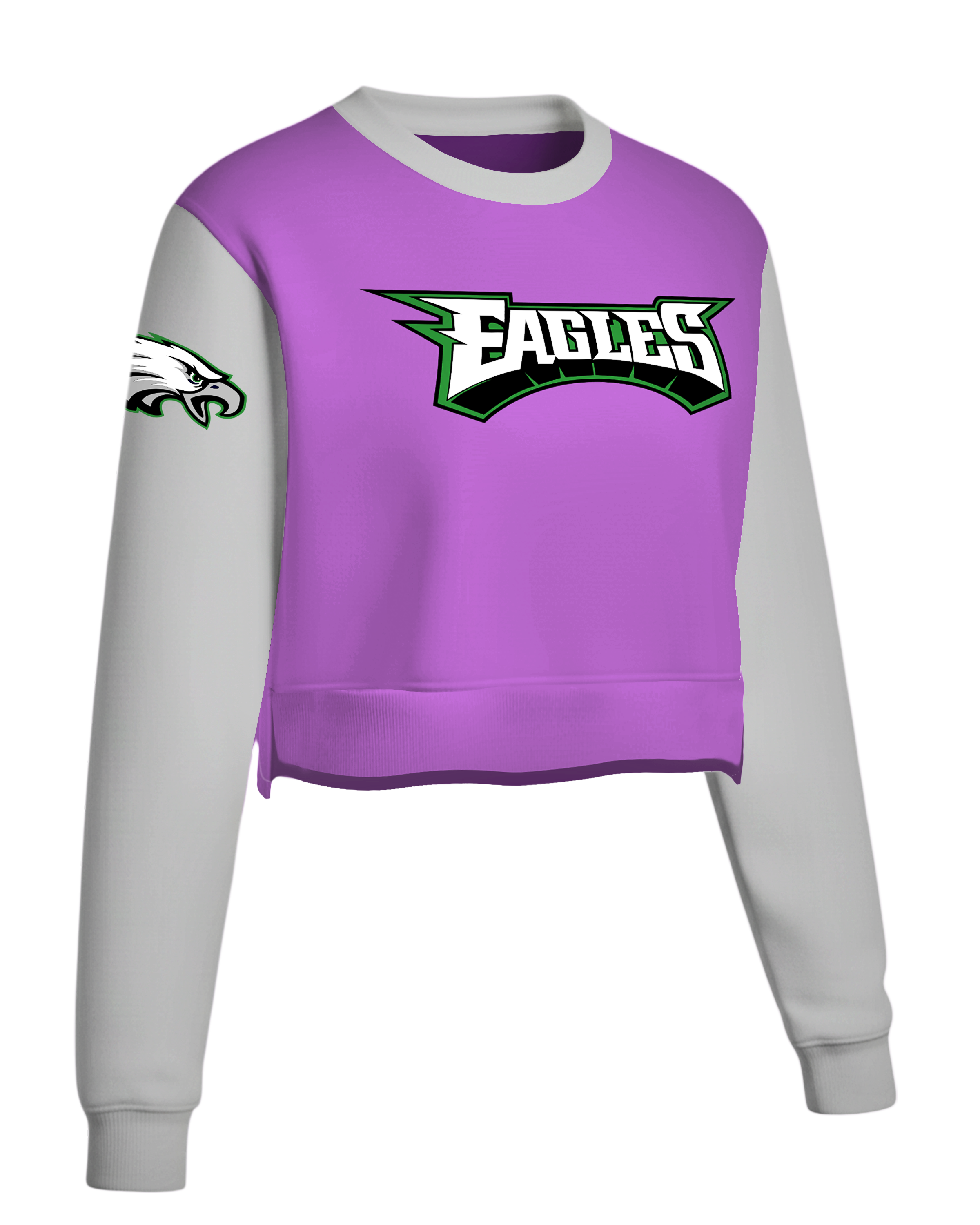 DYED Heavy Performance Fleece Crew Neck Crop Top w/ Bottom Hem Slit