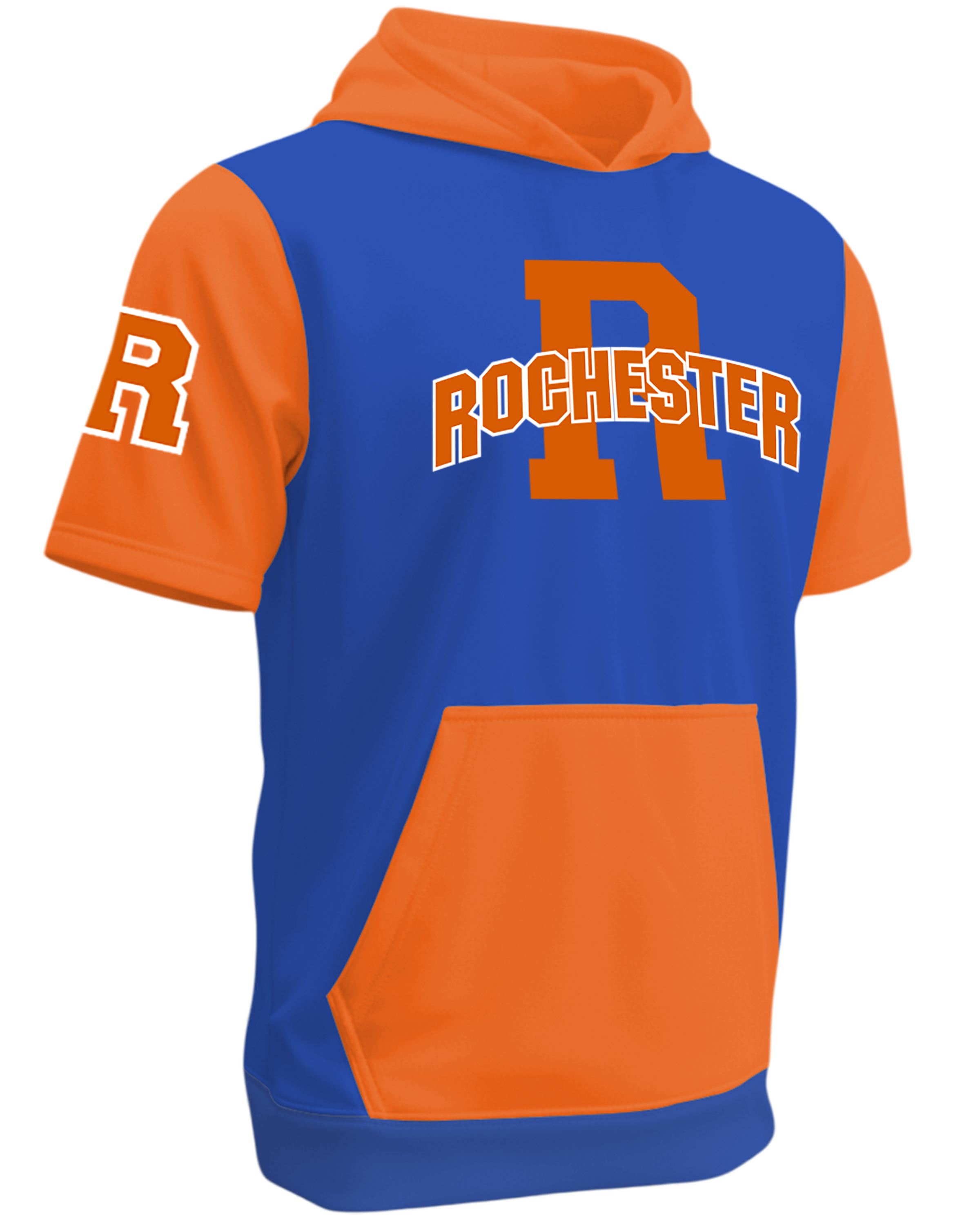 Dyed Short Sleeve Brushed Performance Fleece Hoodie w/ Front Pocket