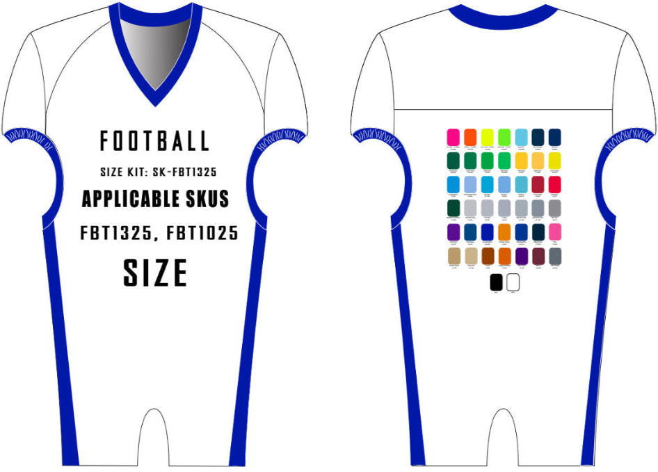 Franchise / Playmaker Football Jersey Size Samples