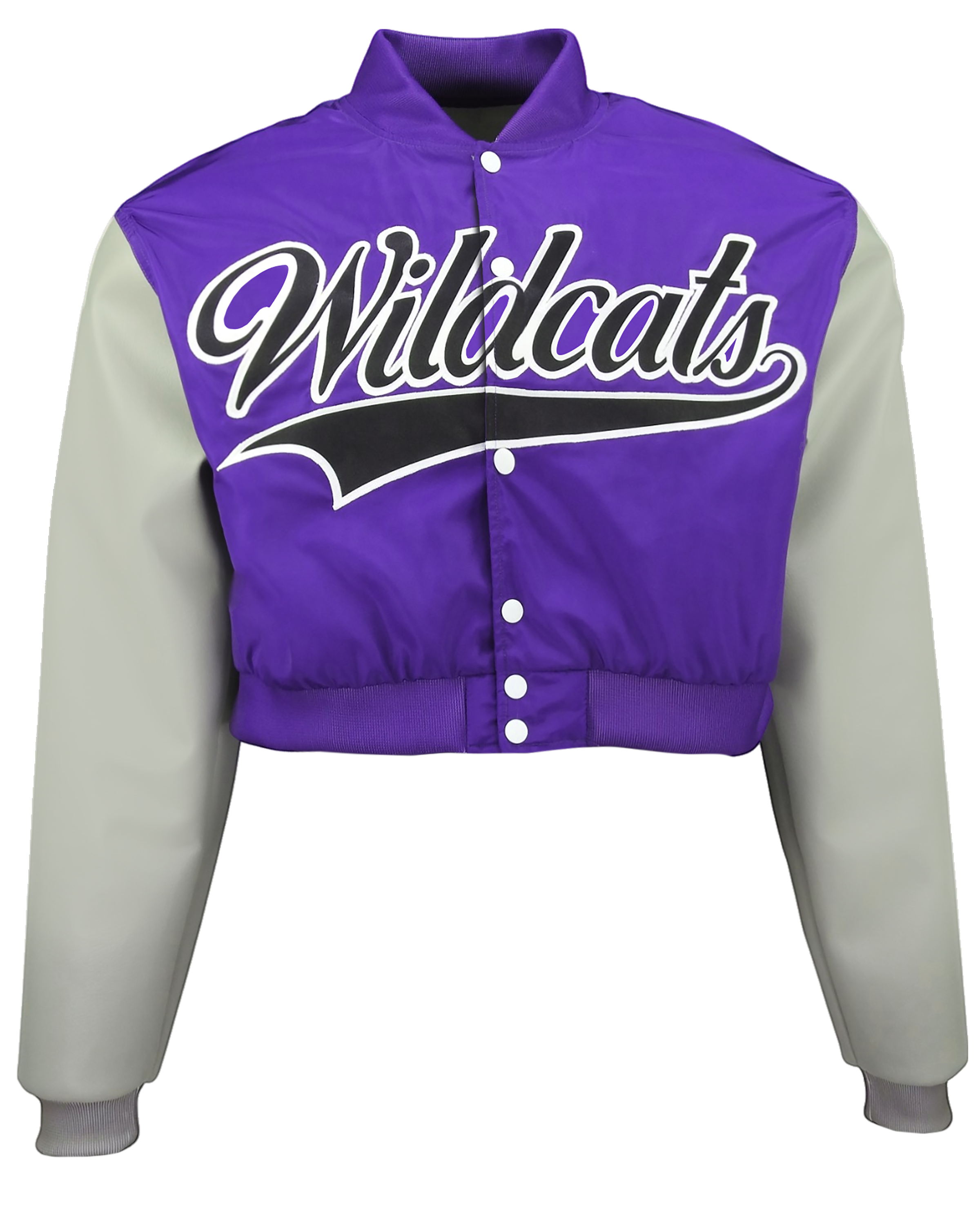Sublimated Crop Top Letterman Jacket w/ Faux Leather Sleeves