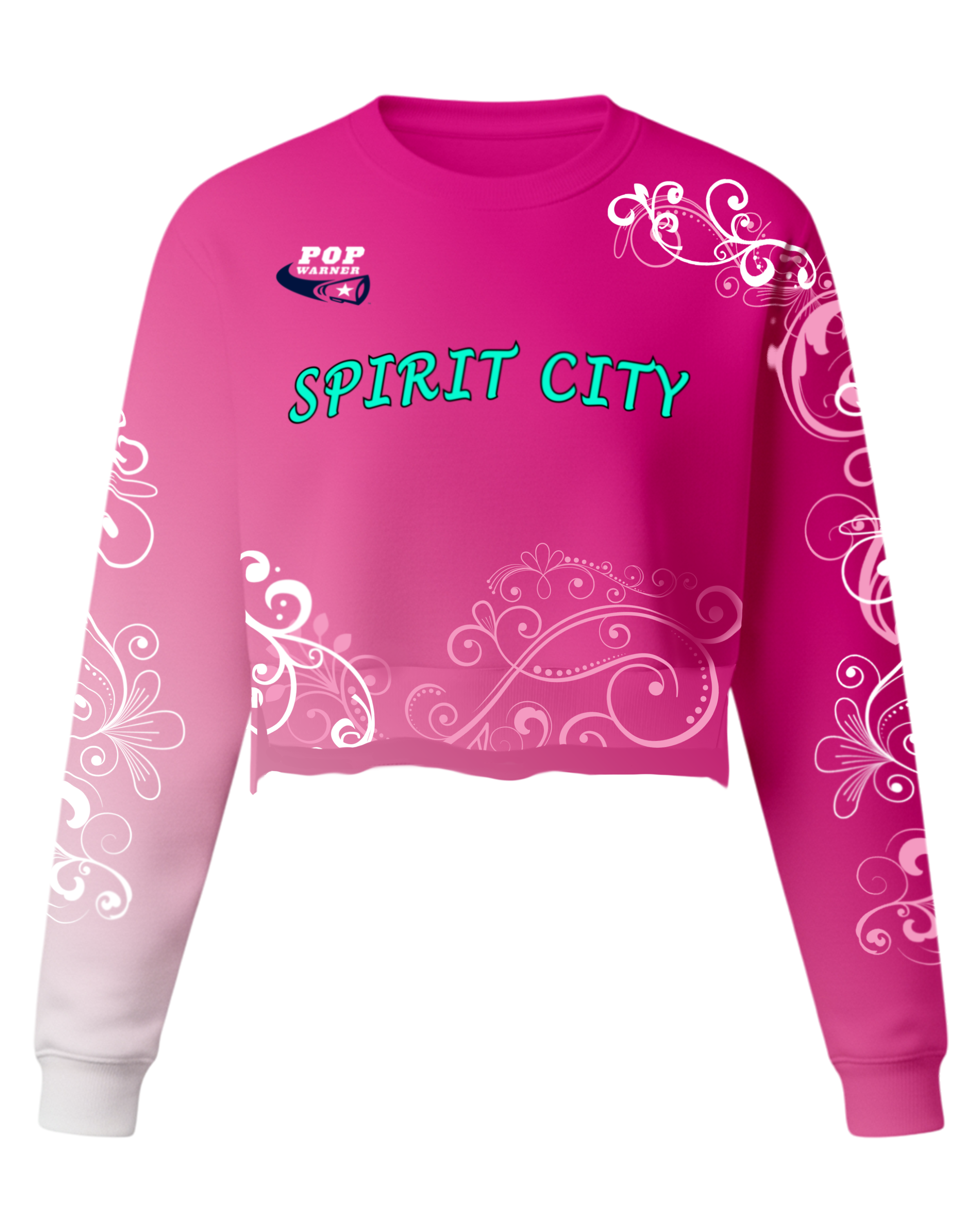 Heavy Performance Fleece Crew Neck Crop Top w/ Bottom Hem Slit