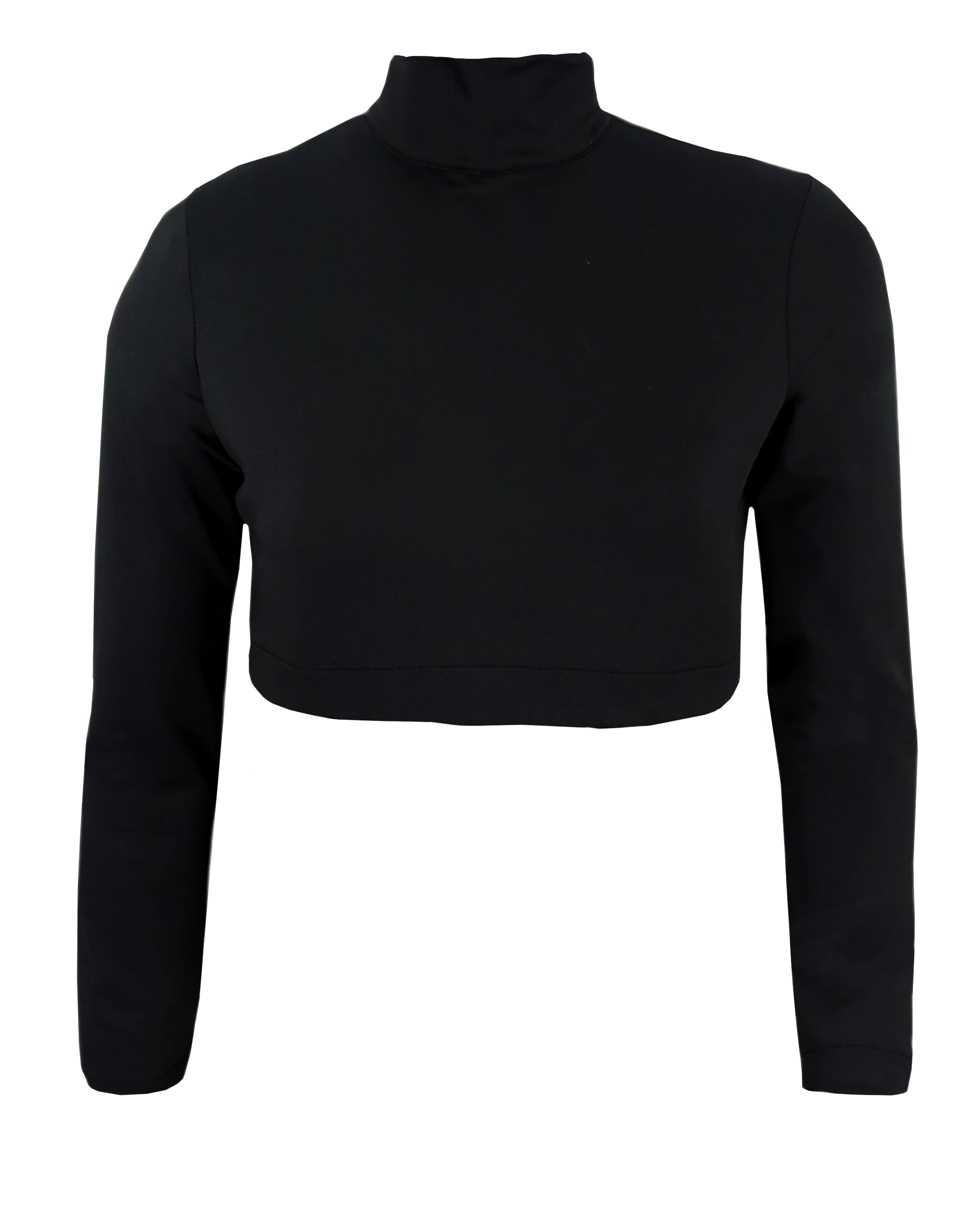 Dyed Long Sleeve Cheer Crop Top w/ Turtle Neck (Solid Color)