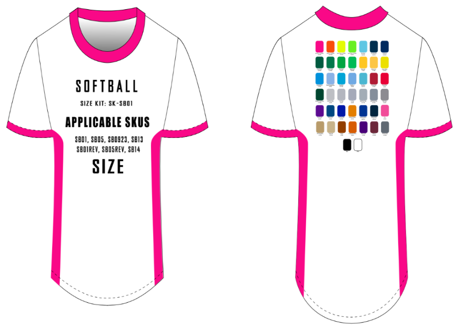 Short Sleeve Softball Jersey Size Samples