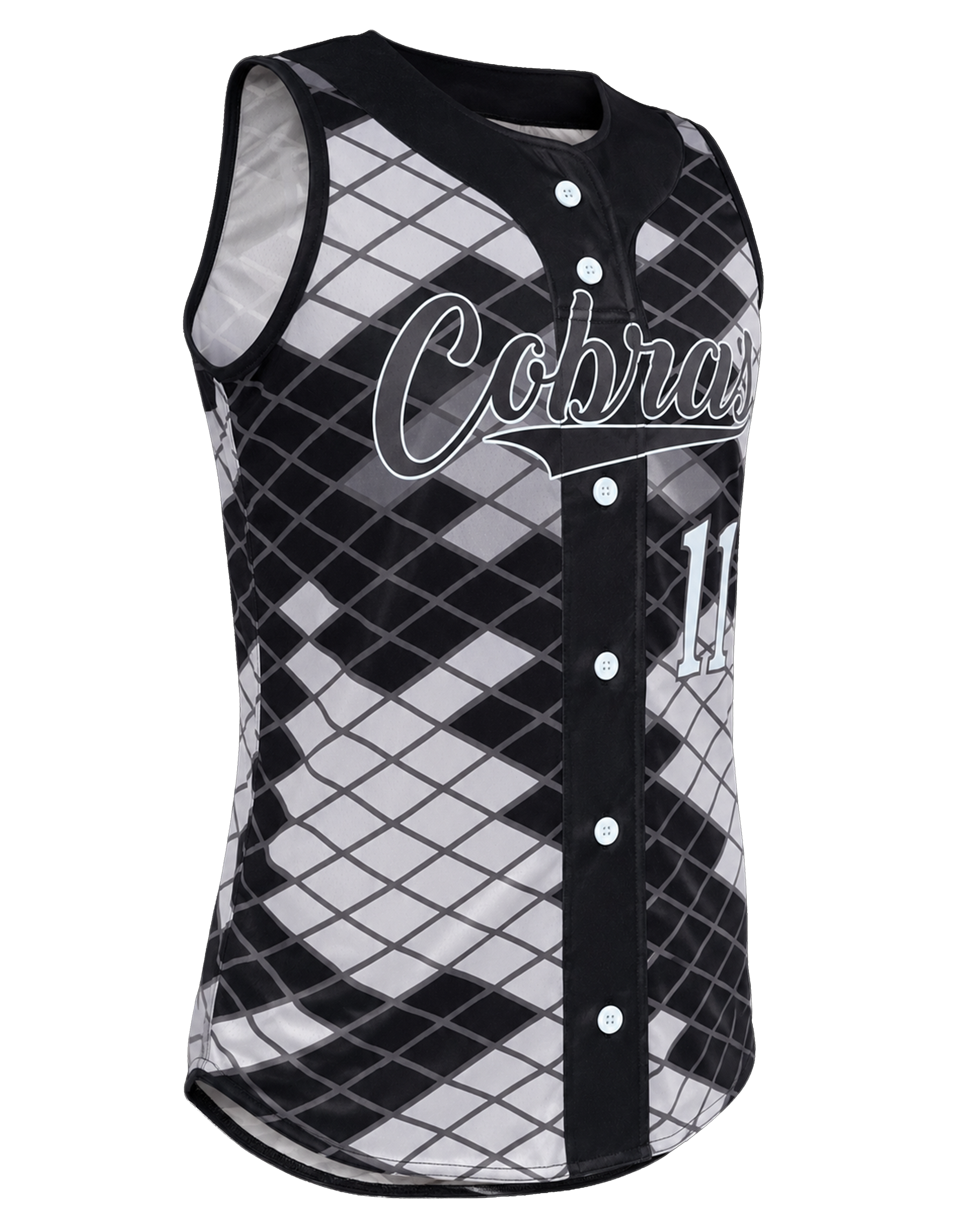 Sleeveless Faux Full Button Softball Jersey