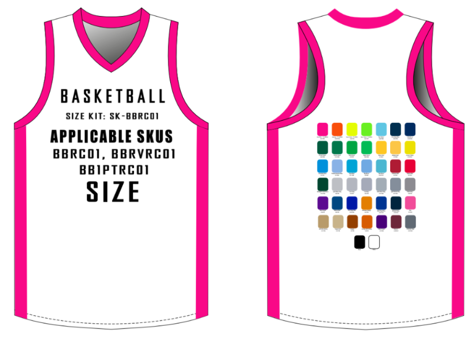 Ladies Racerback Basketball Jersey Size Samples