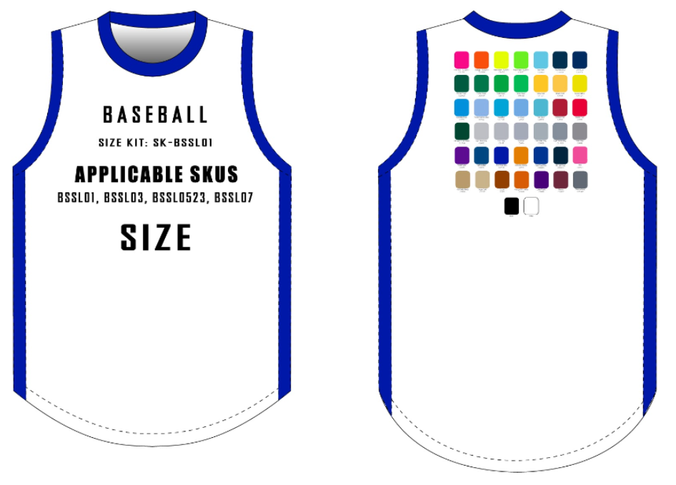 Sleeveless Baseball Jersey Size Samples