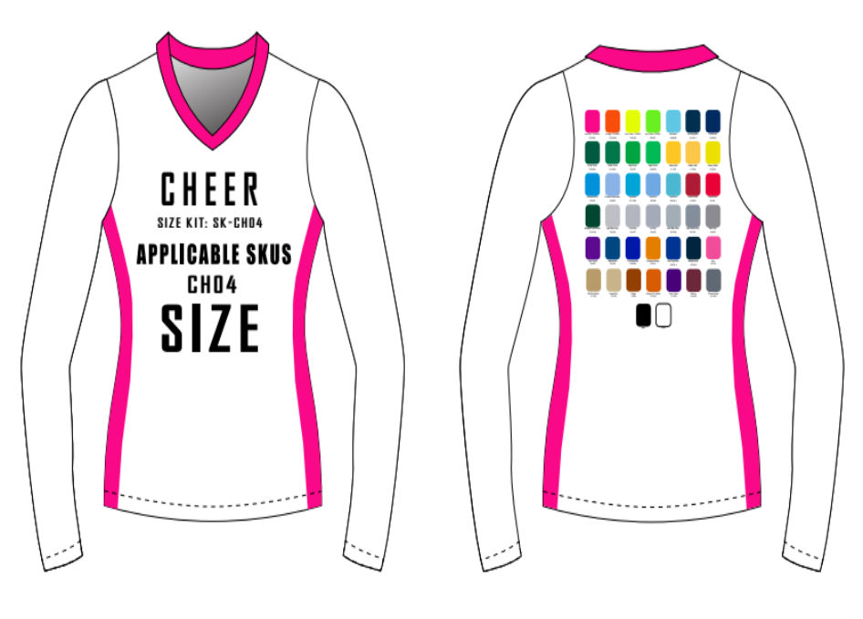 Long Sleeve Cheer Top Size Samples