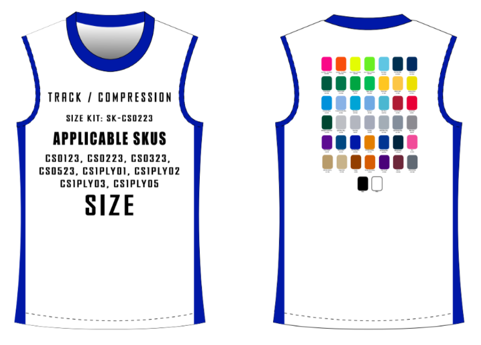 Sleeveless / Short Sleeve Compression Size Samples