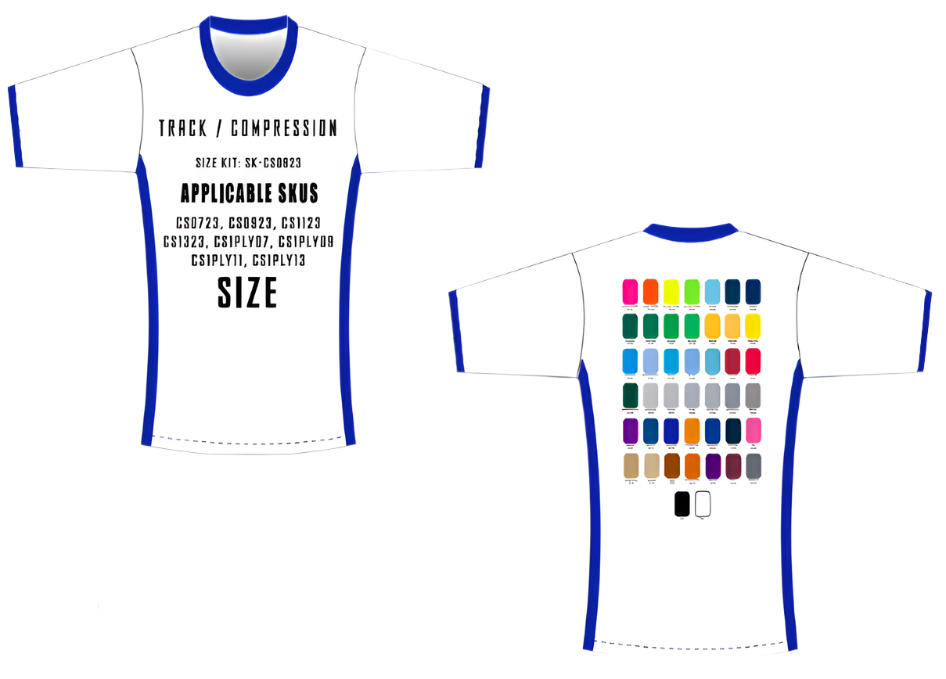 Half / Long Sleeve Compression Tee Size Samples