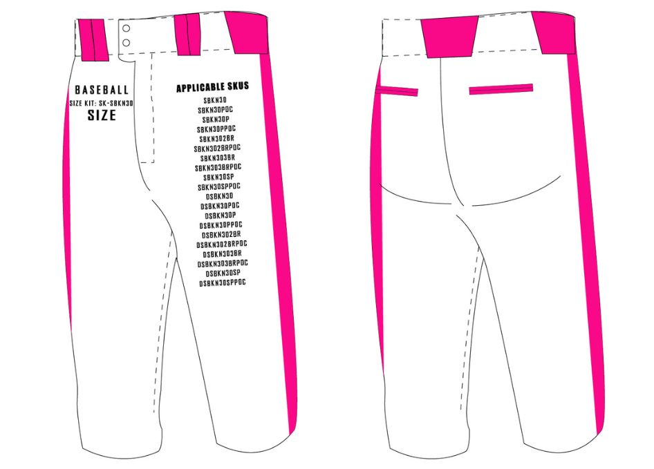 Tapered Softball Knicker Pants Size Samples