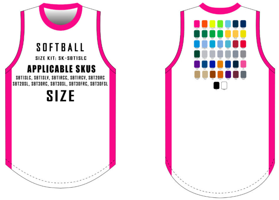Sleeveless Softball Jersey Size Samples