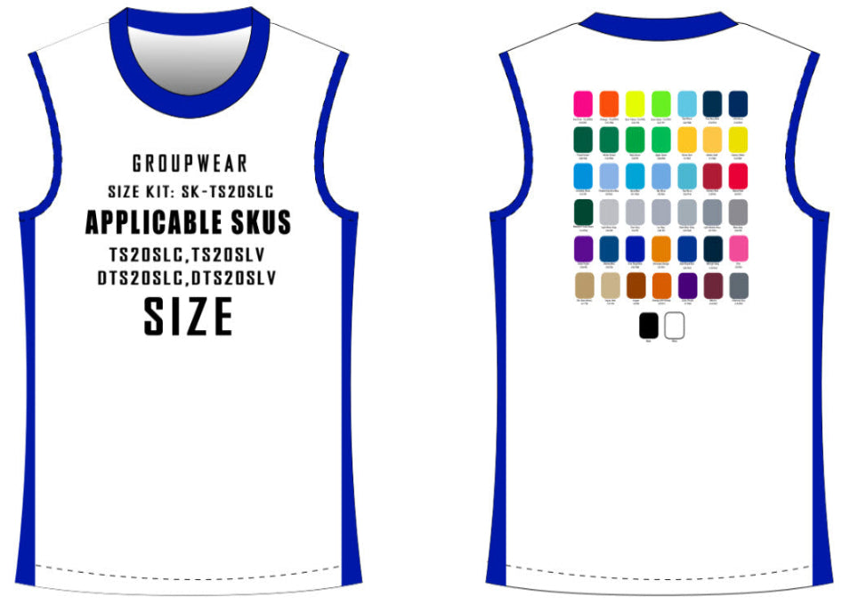 Sleeveless Tee Size Samples