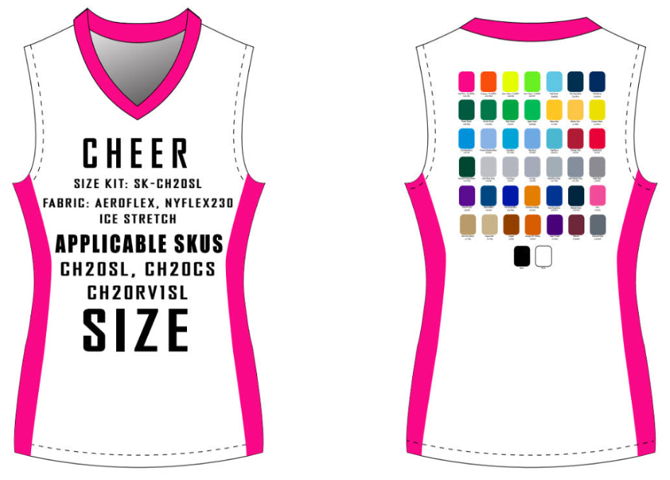 Sleeveless / Cap Sleeve Cheer Top Size Samples
