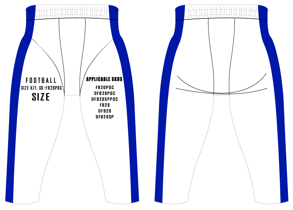 Non-Integrated Pullup Football Pants w/ Drawstring Size Samples