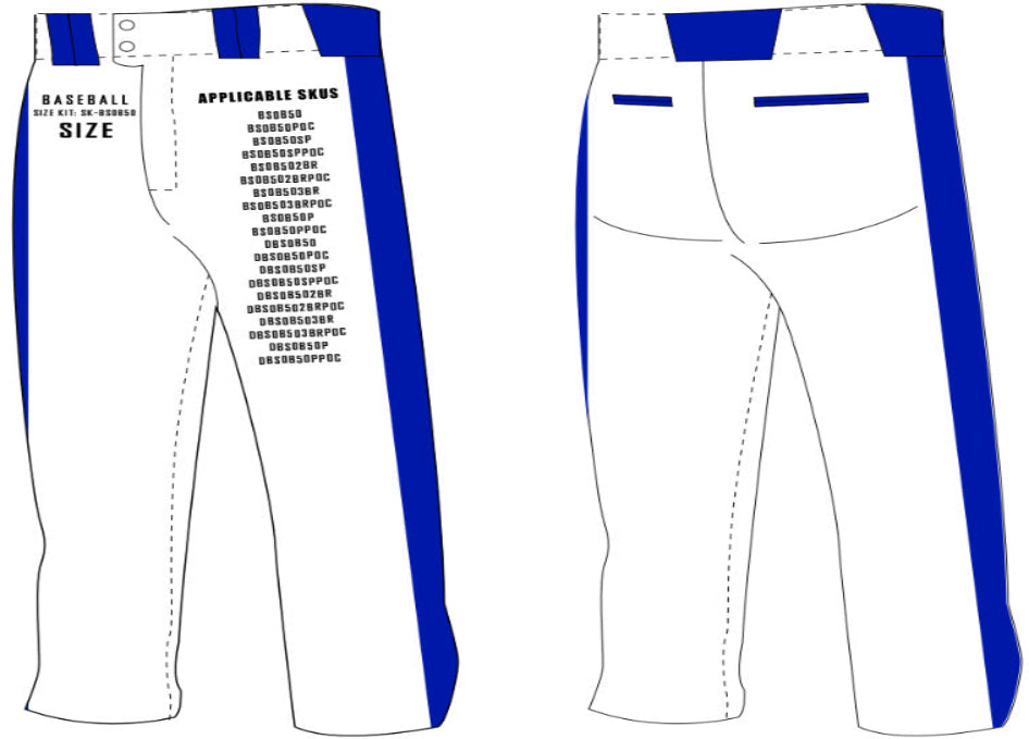 Tapered Open Bottom Baseball Pants Size Samples