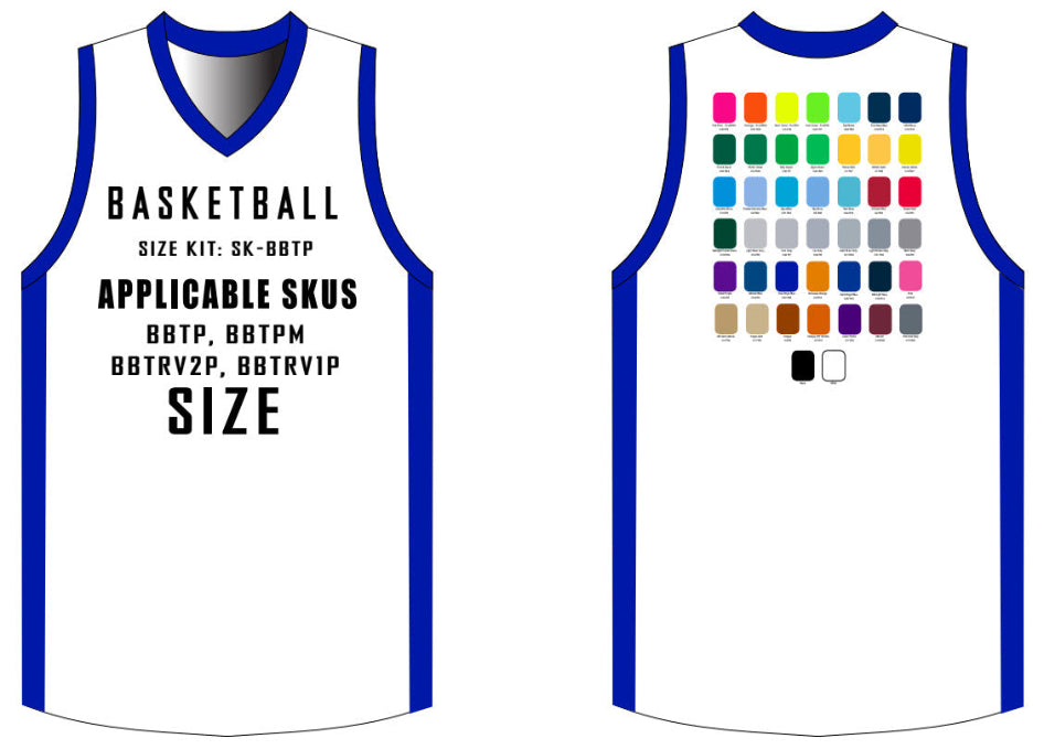 Performance Basketball Jersey Size Samples