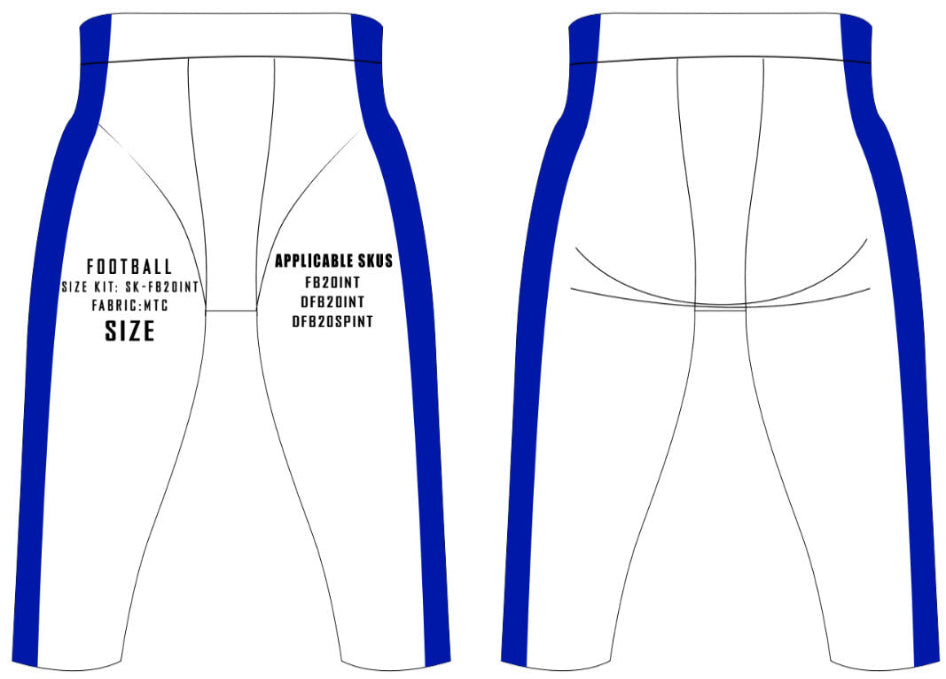 Integrated Pullup Football Pants w/ Drawstring Size Samples
