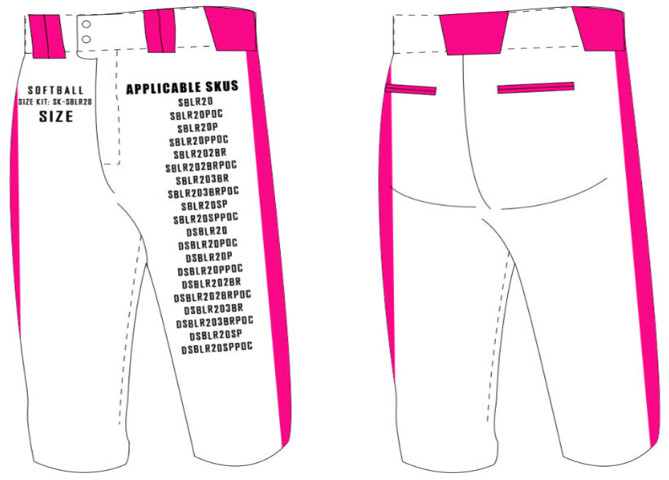 Tapered Lowrise Softball Pants Size Samples