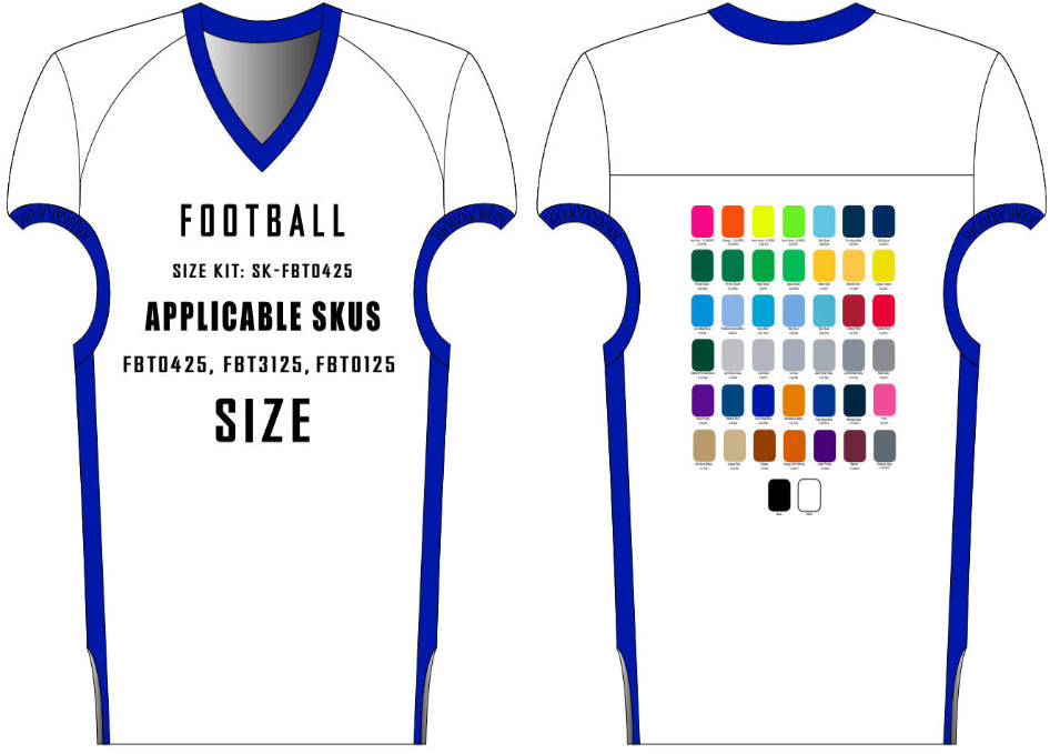 All-Pro / Rush / Nickel Football Jersey Size Samples