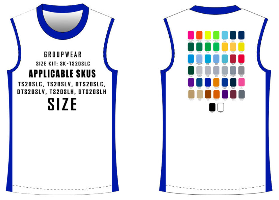 Sleeveless Tee Size Samples
