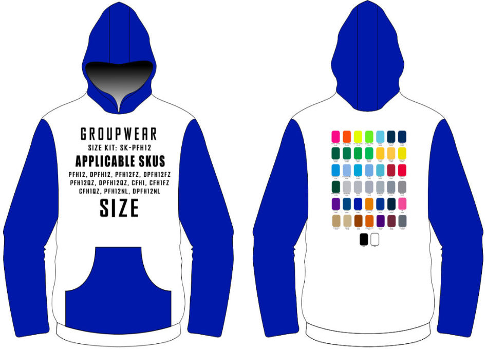 Performance and Cotton Hoodie Size Samples