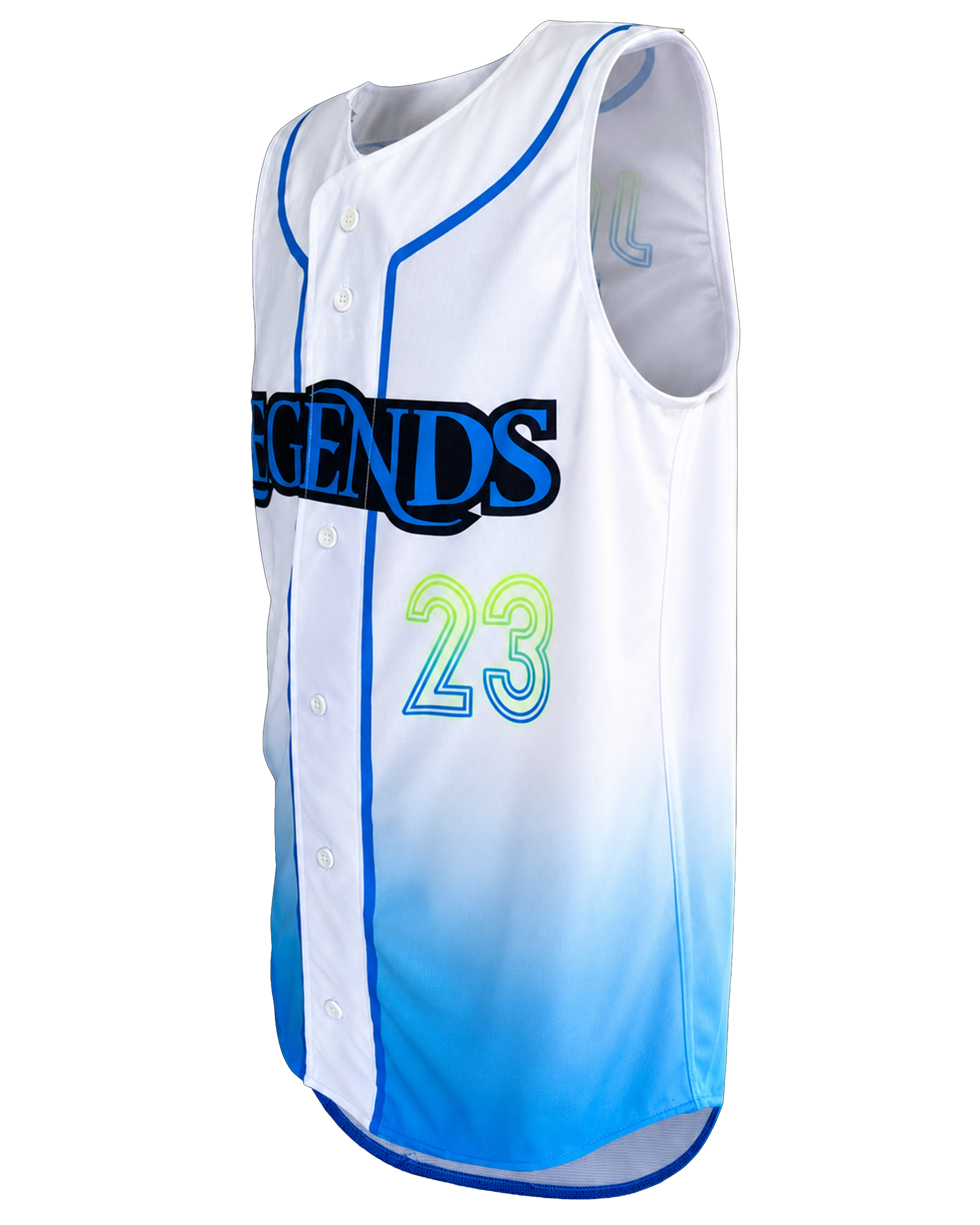 Sleeveless Faux Full Button Baseball Jersey