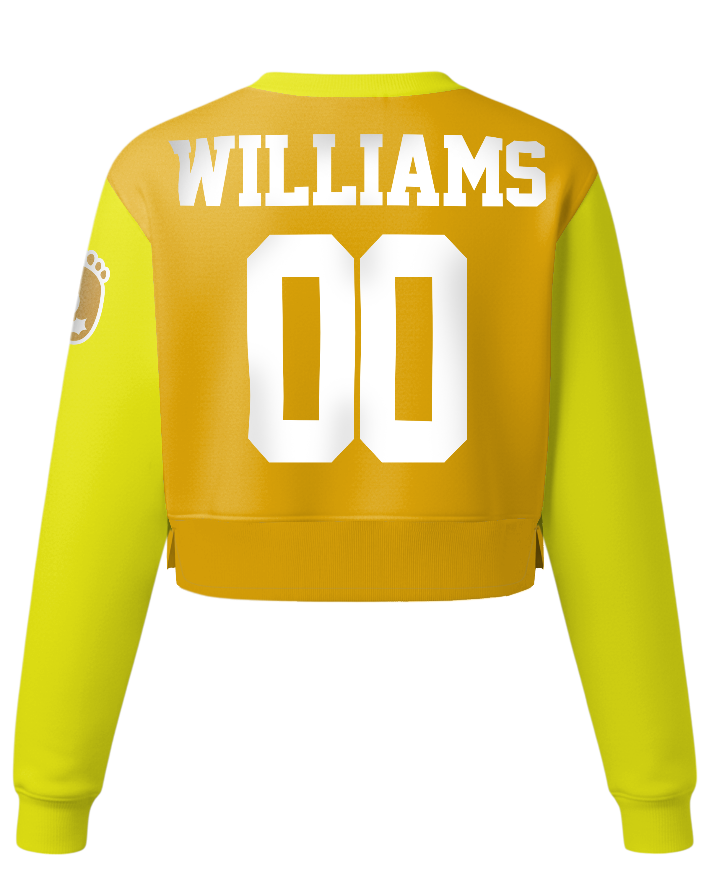 Cotton Crew Sweatshirt Crop Top w/ Bottom Split Cuff