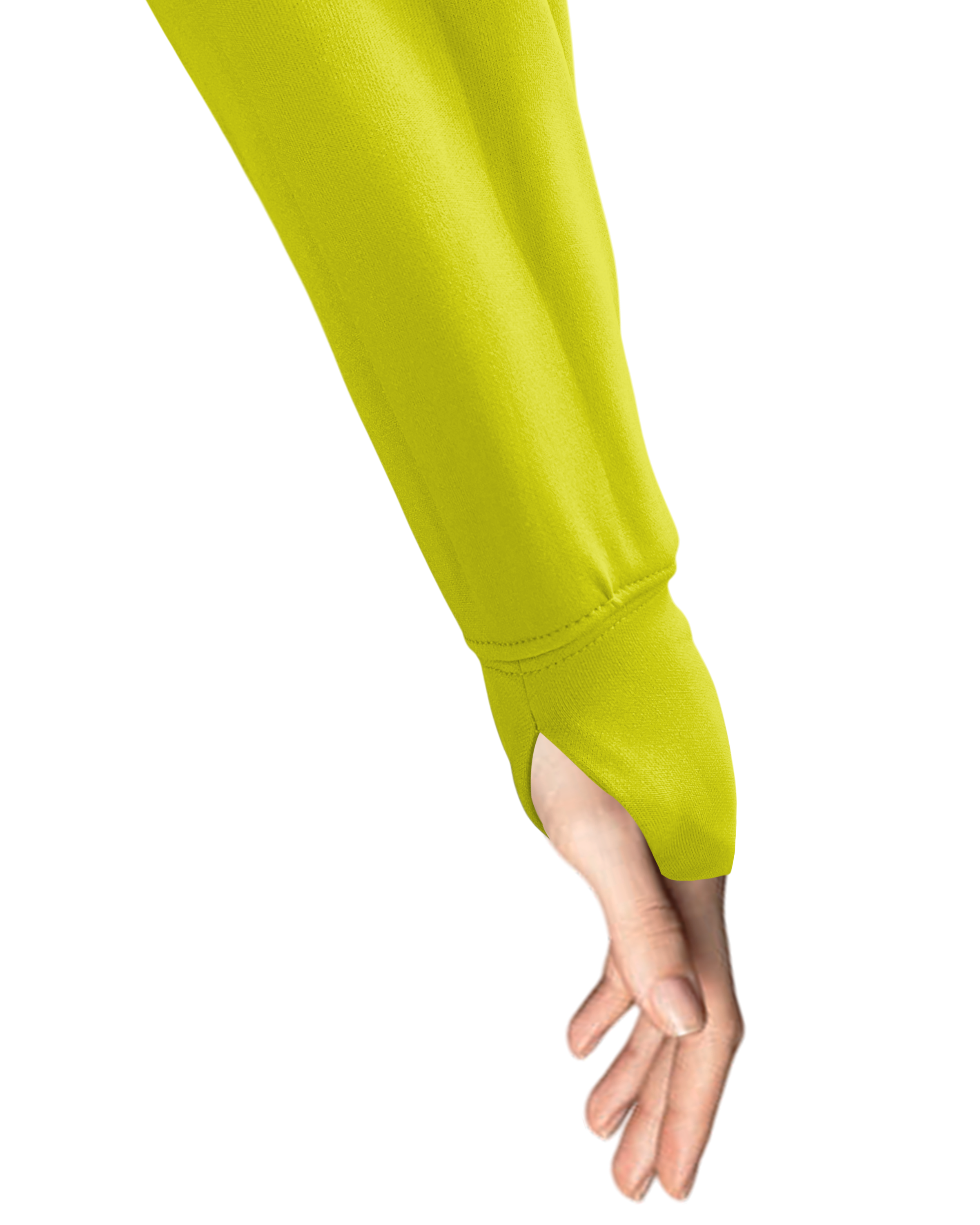 Cotton Crew Sweatshirt Crop Top w/ Bottom Split Cuff