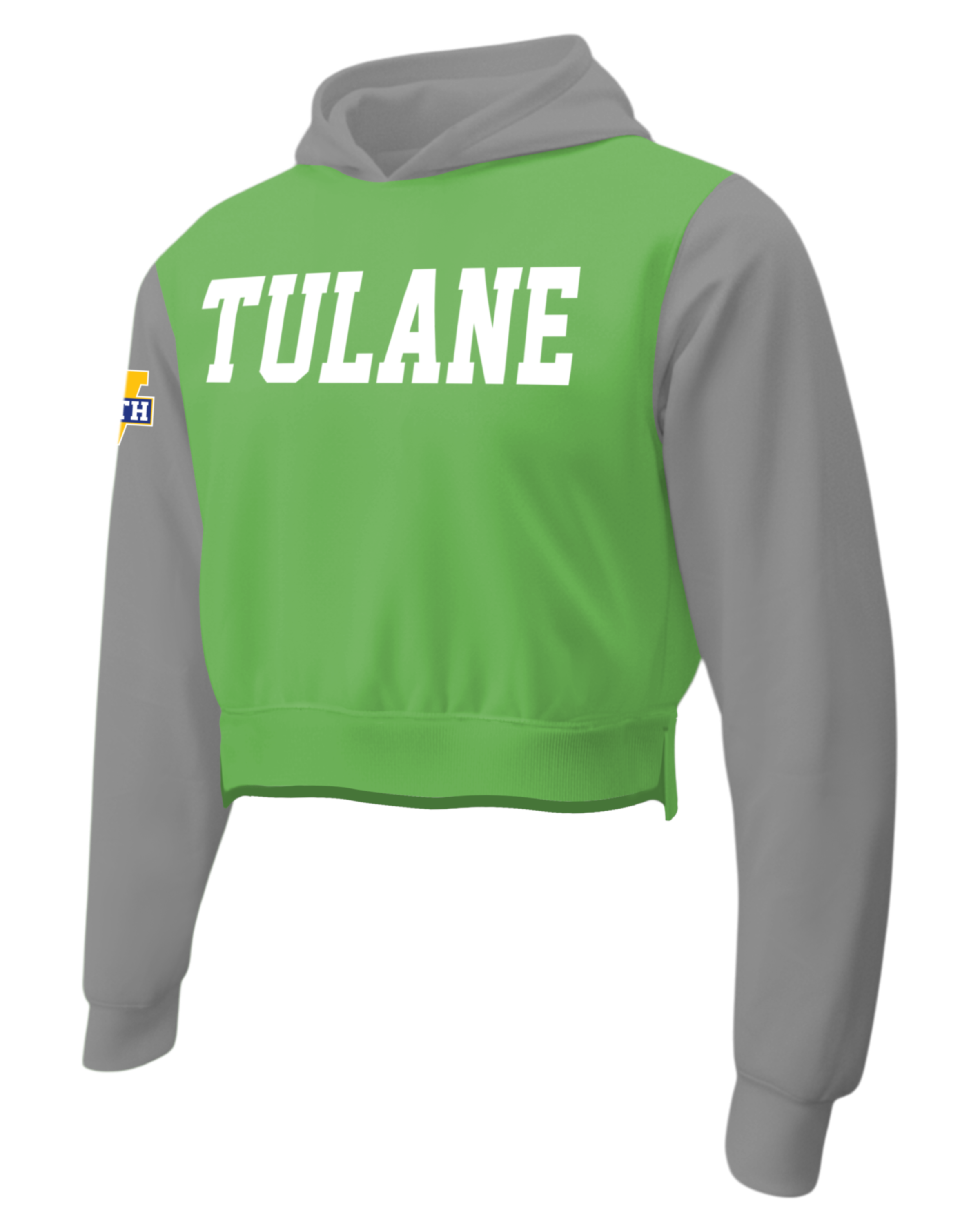 Cotton Fleece Crop Top Hoodie w/ Bottom Hem Slit