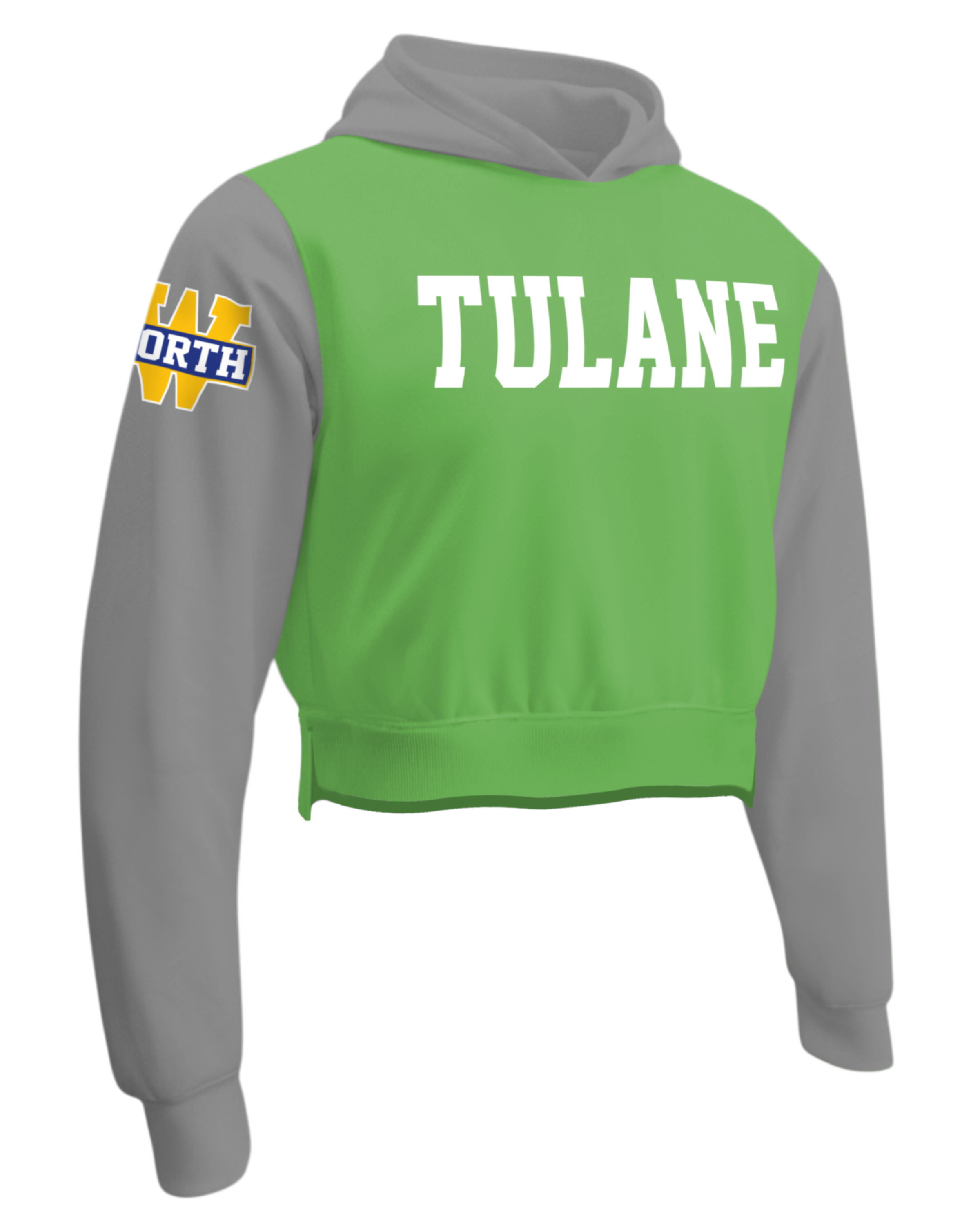 Cotton Fleece Crop Top Hoodie w/ Bottom Hem Slit