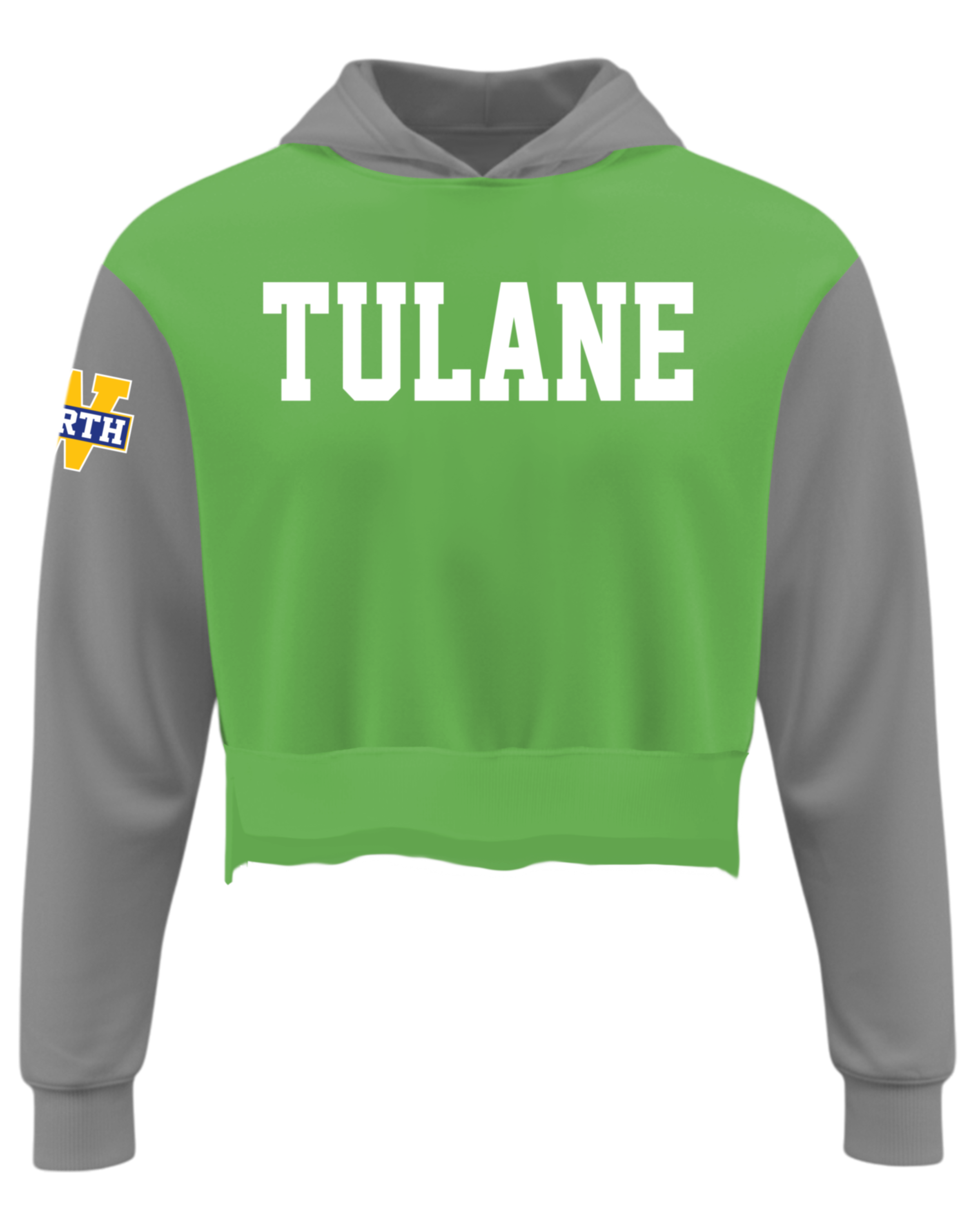 Cotton Fleece Crop Top Hoodie w/ Bottom Hem Slit