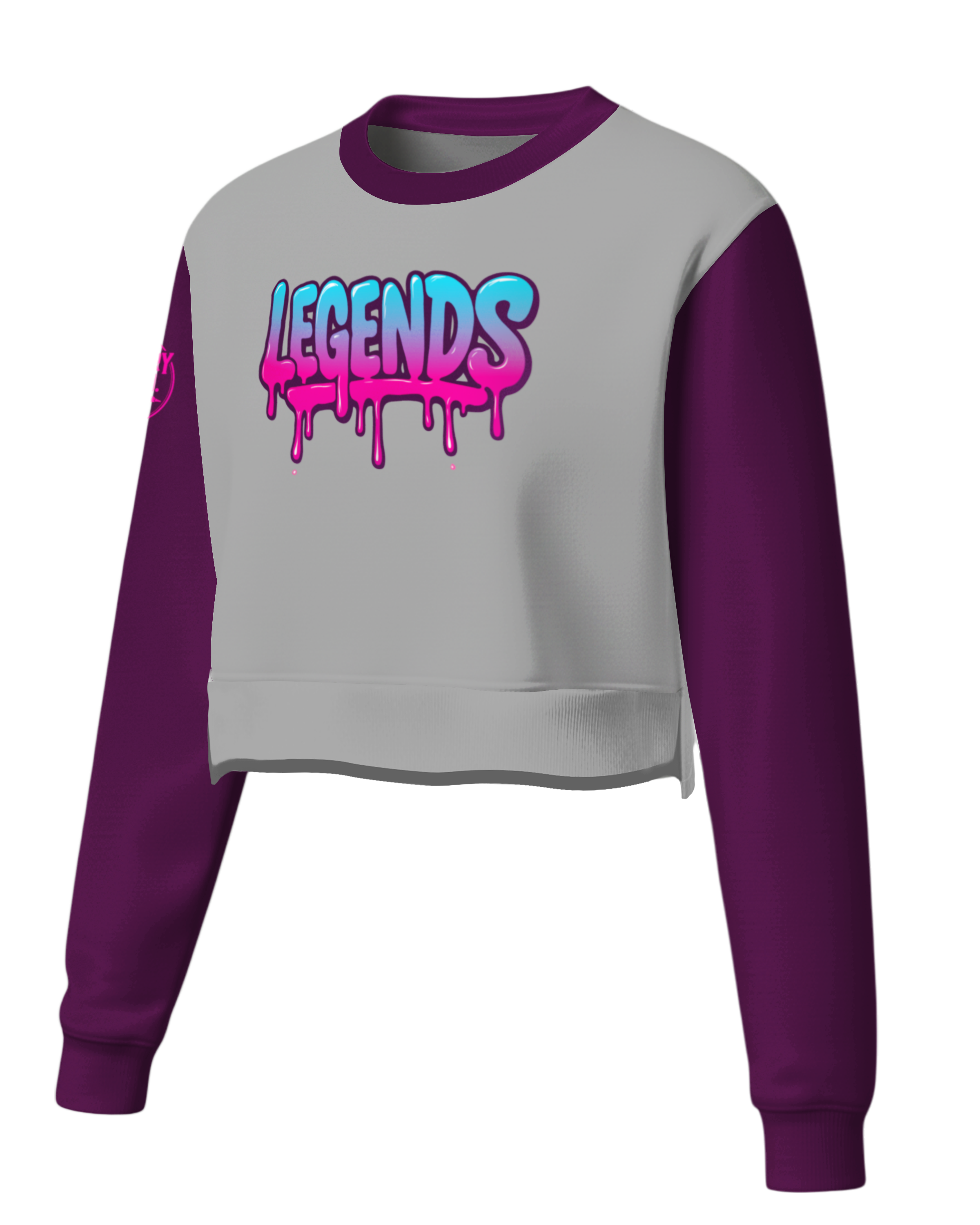DYED Drifit Performance Pullover Crew Crop Top  w/ Bottom Split Cuff