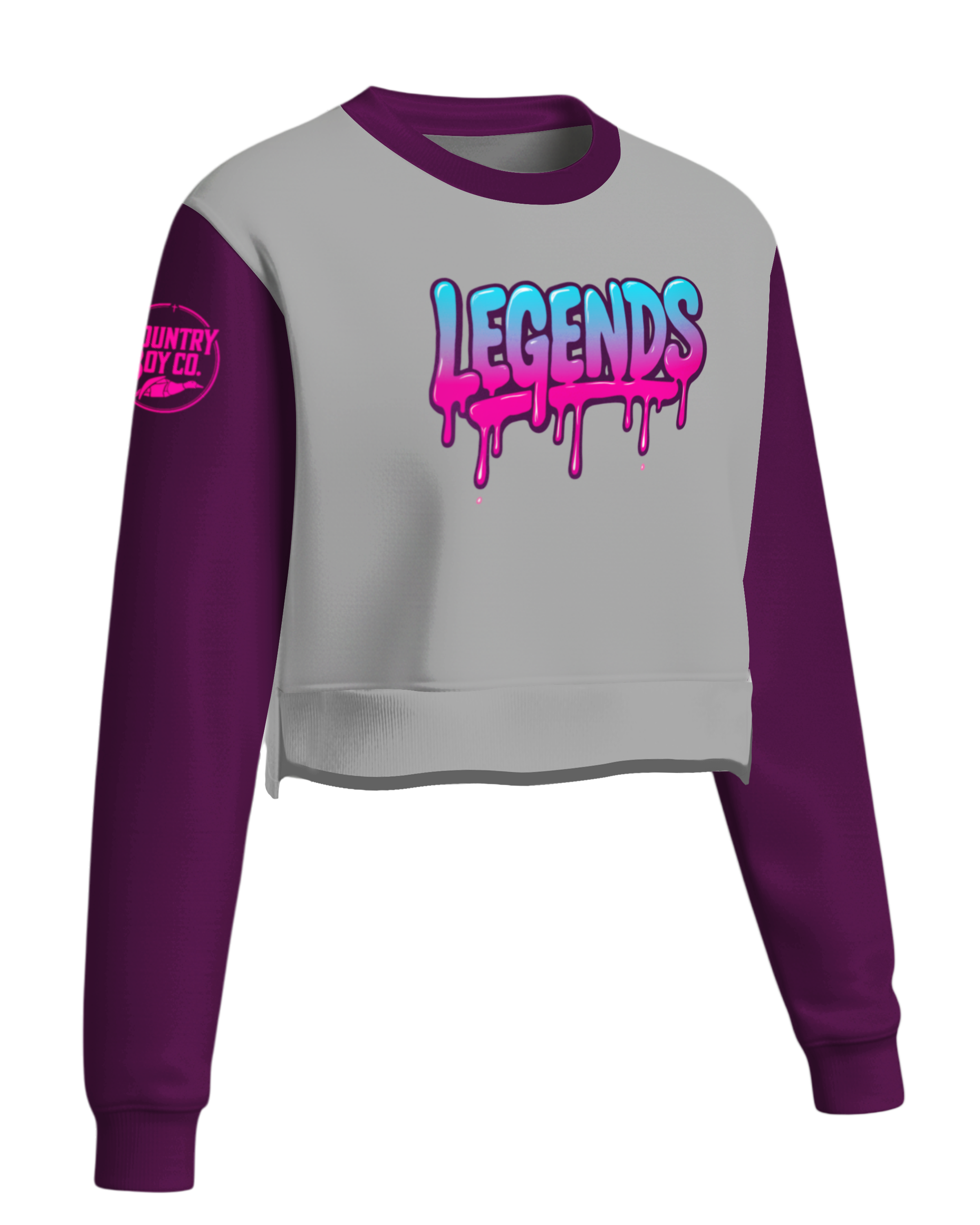 DYED Drifit Performance Pullover Crew Crop Top  w/ Bottom Split Cuff