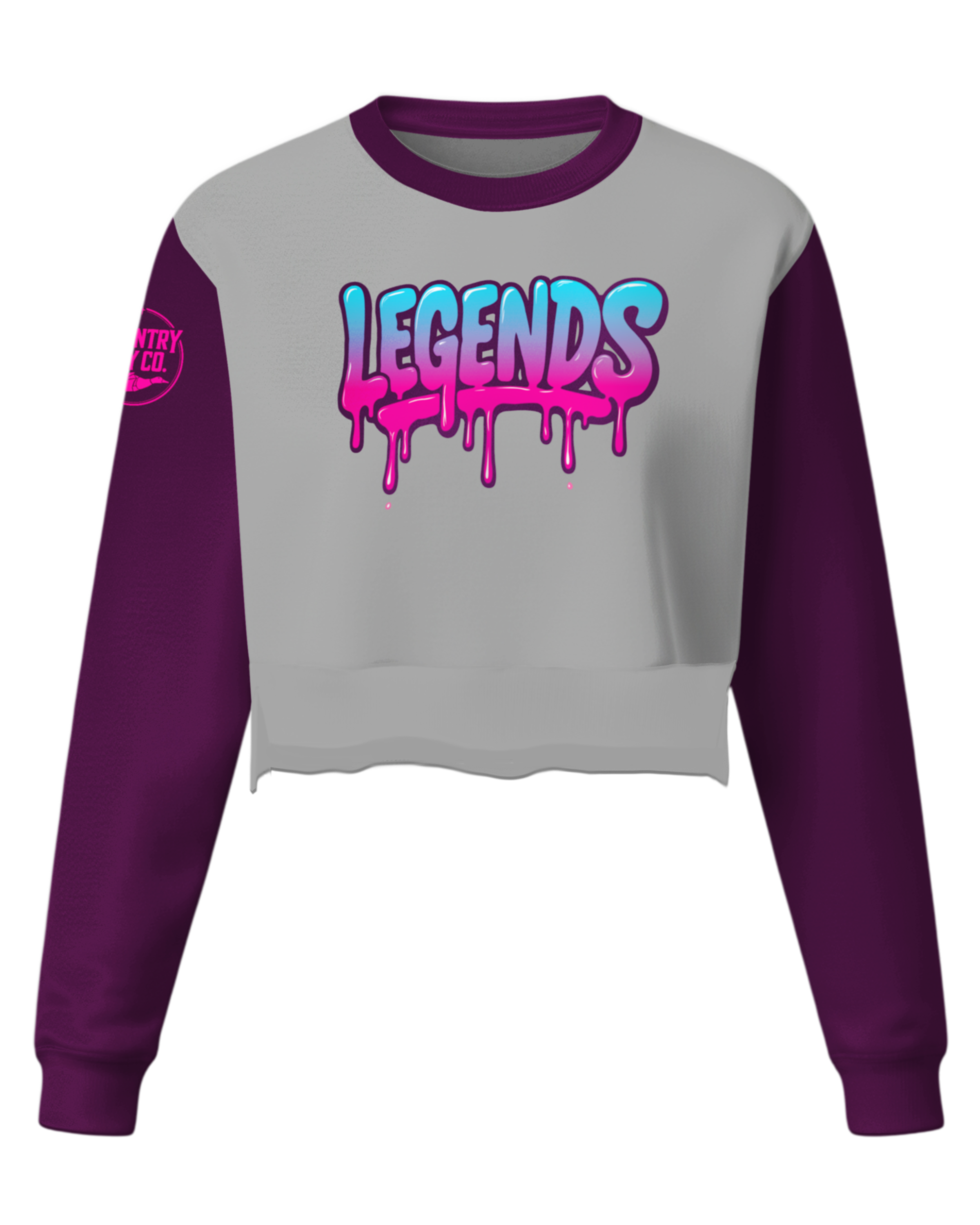 DYED Drifit Performance Pullover Crew Crop Top  w/ Bottom Split Cuff