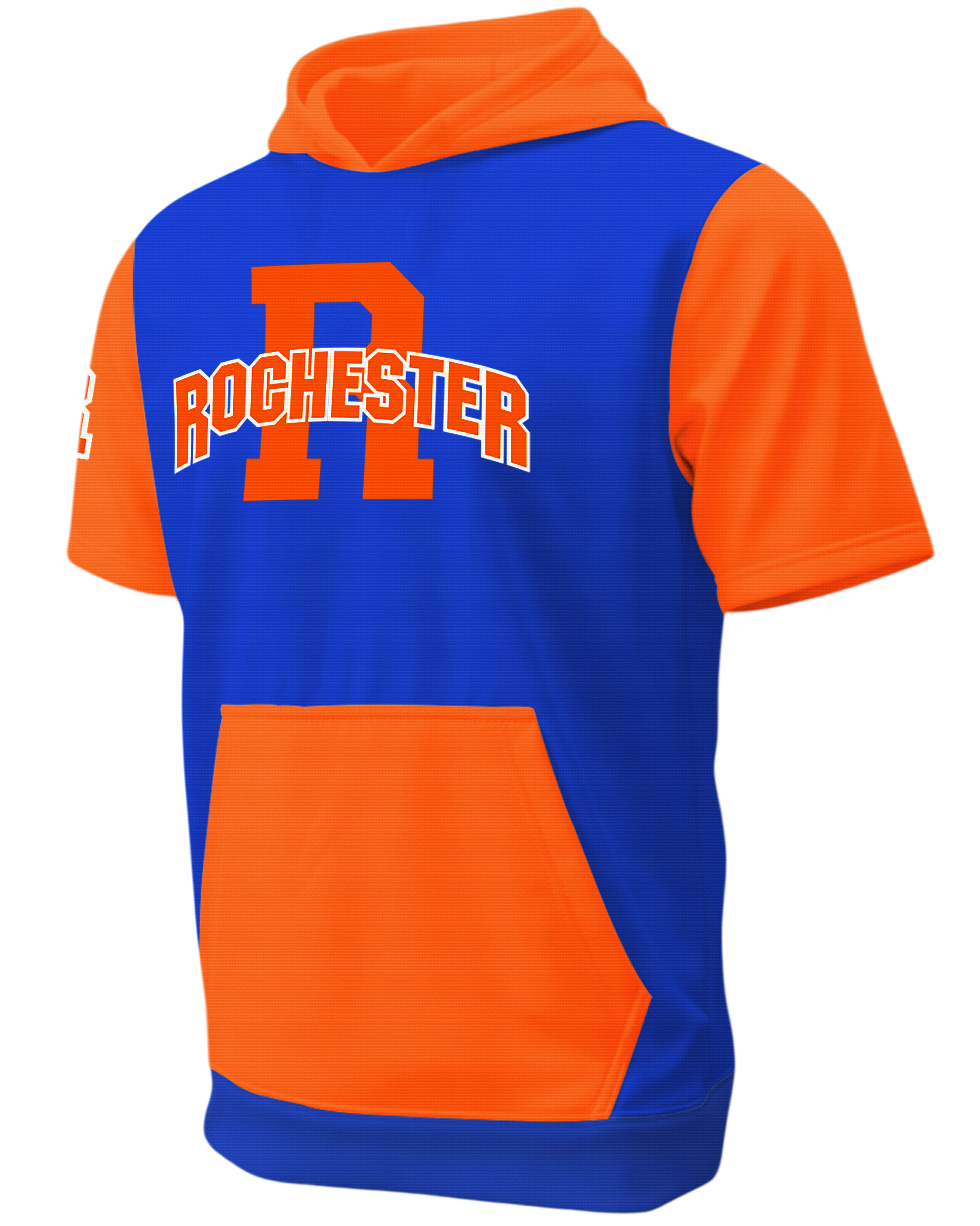 Dyed Short Sleeve Brushed Performance Fleece Hoodie w/ Front Pocket