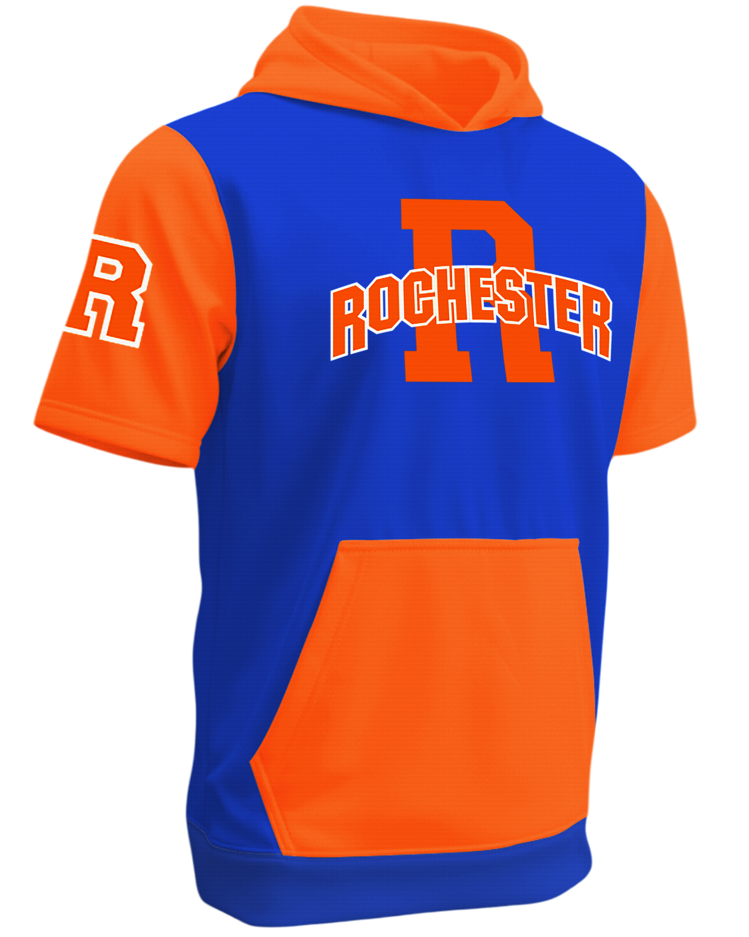 Dyed Short Sleeve Brushed Performance Fleece Hoodie w/ Front Pocket