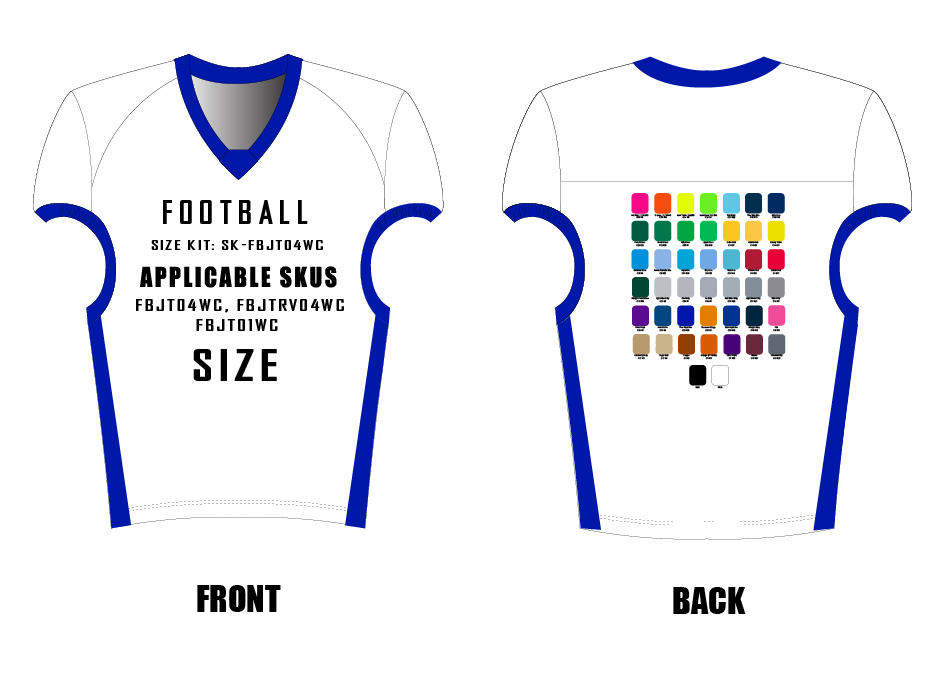 Redzone / Gameday / Wideout Football Jersey Size Samples