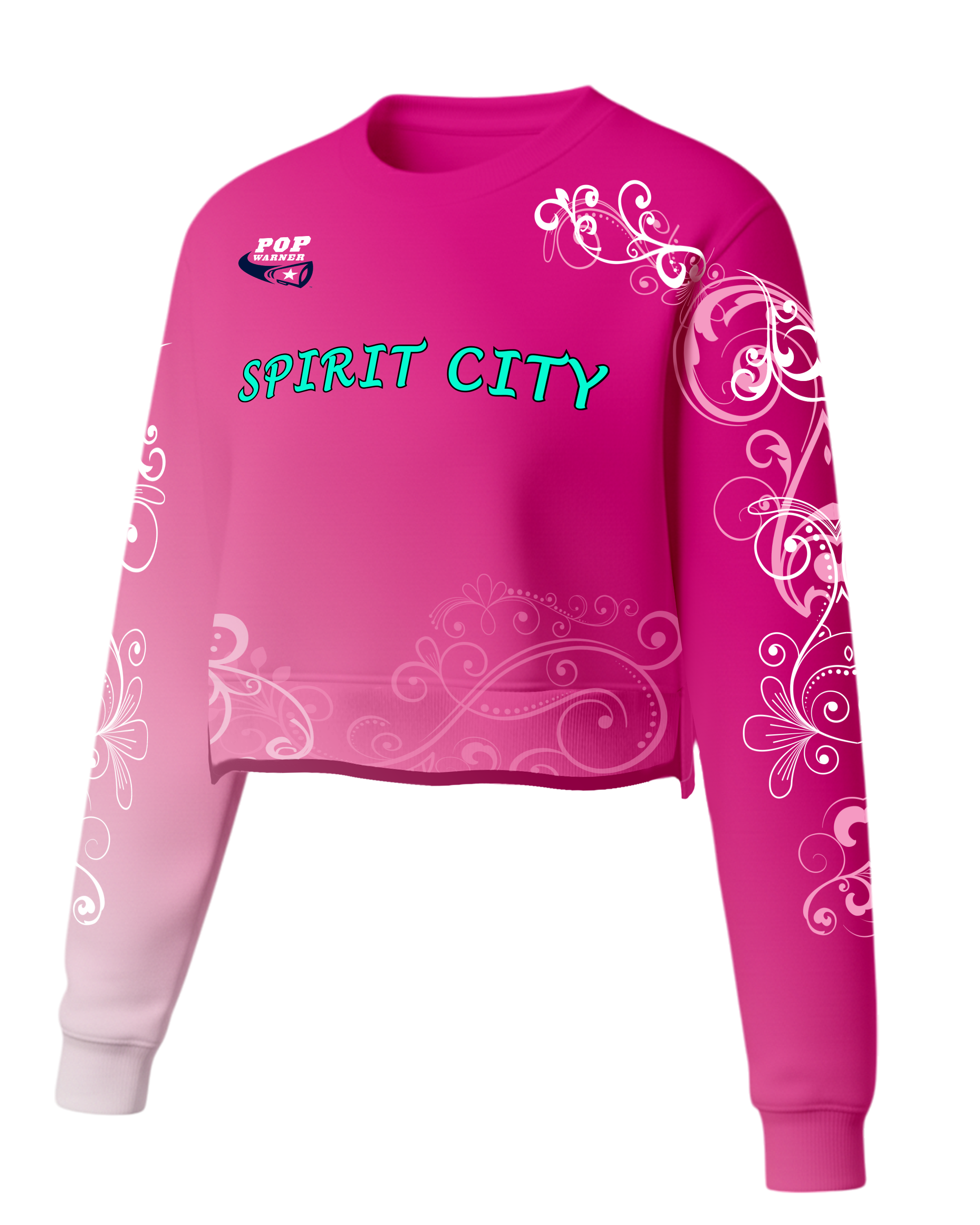 Heavy Performance Fleece Crew Neck Crop Top w/ Bottom Hem Slit