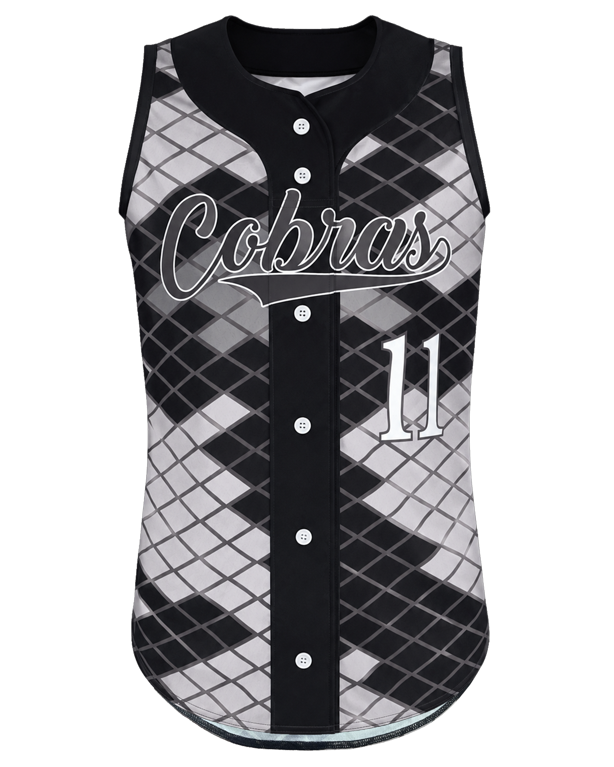 Sleeveless Faux Full Button Softball Jersey