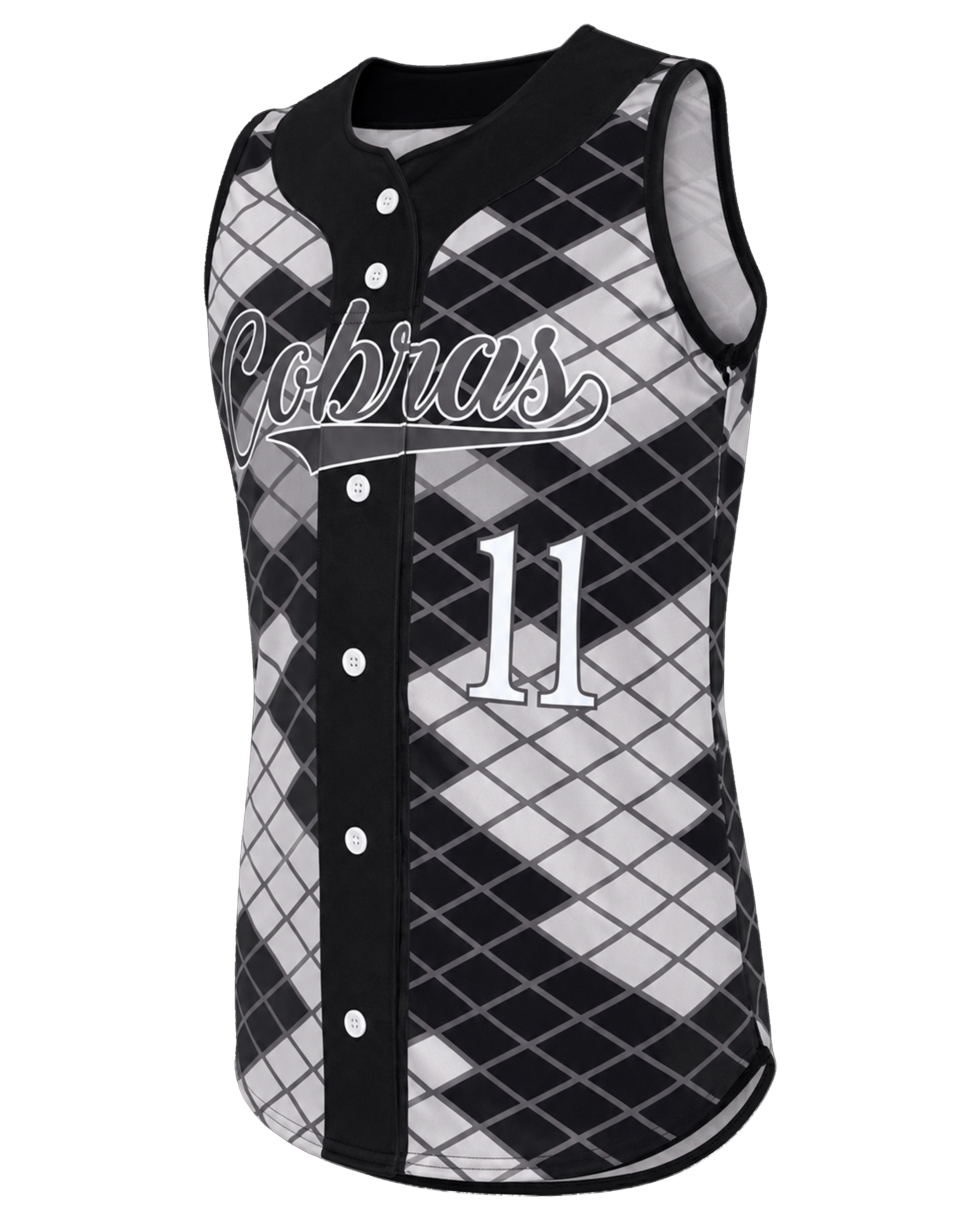 Sleeveless Faux Full Button Softball Jersey