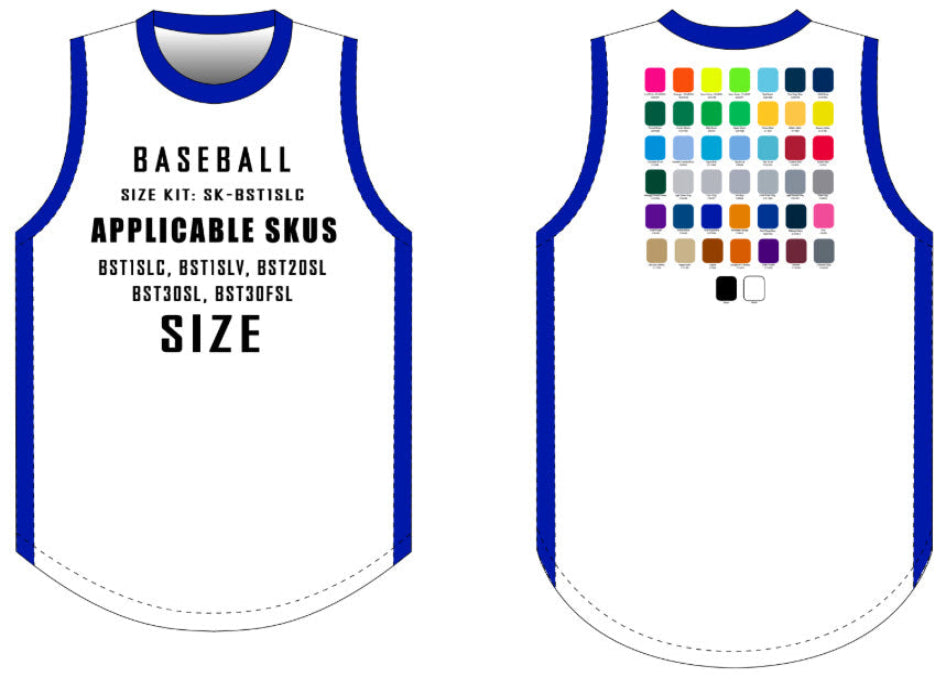 Sleeveless Baseball Jersey Size Samples
