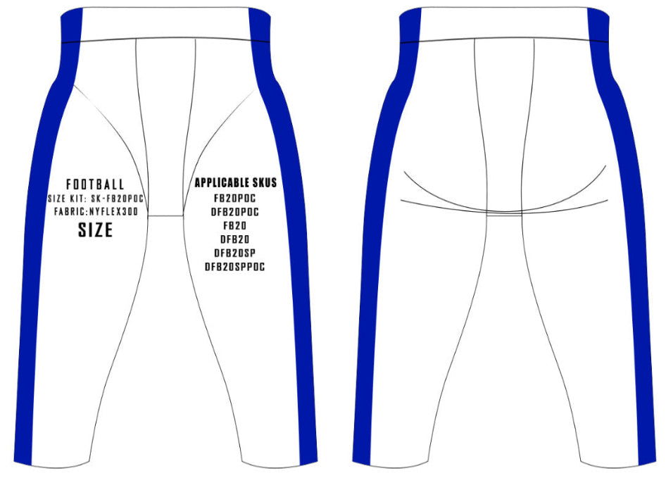Non-Integrated Pullup Football Pants w/ Drawstring Size Samples